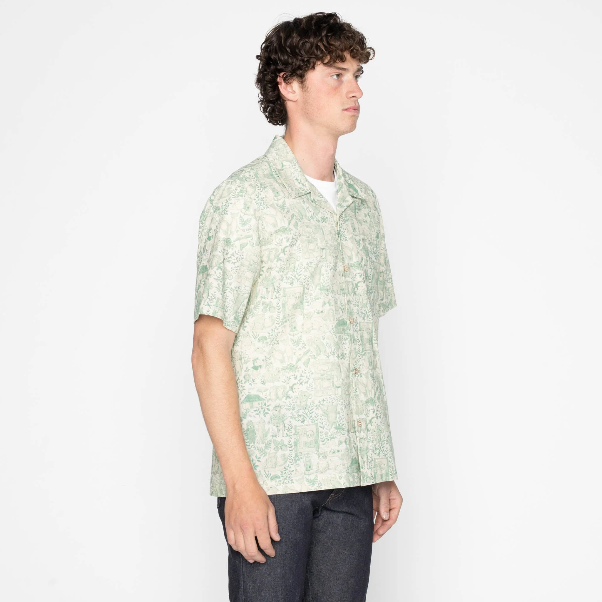 Aloha Shirt - Linen Animals - Green - Image 3