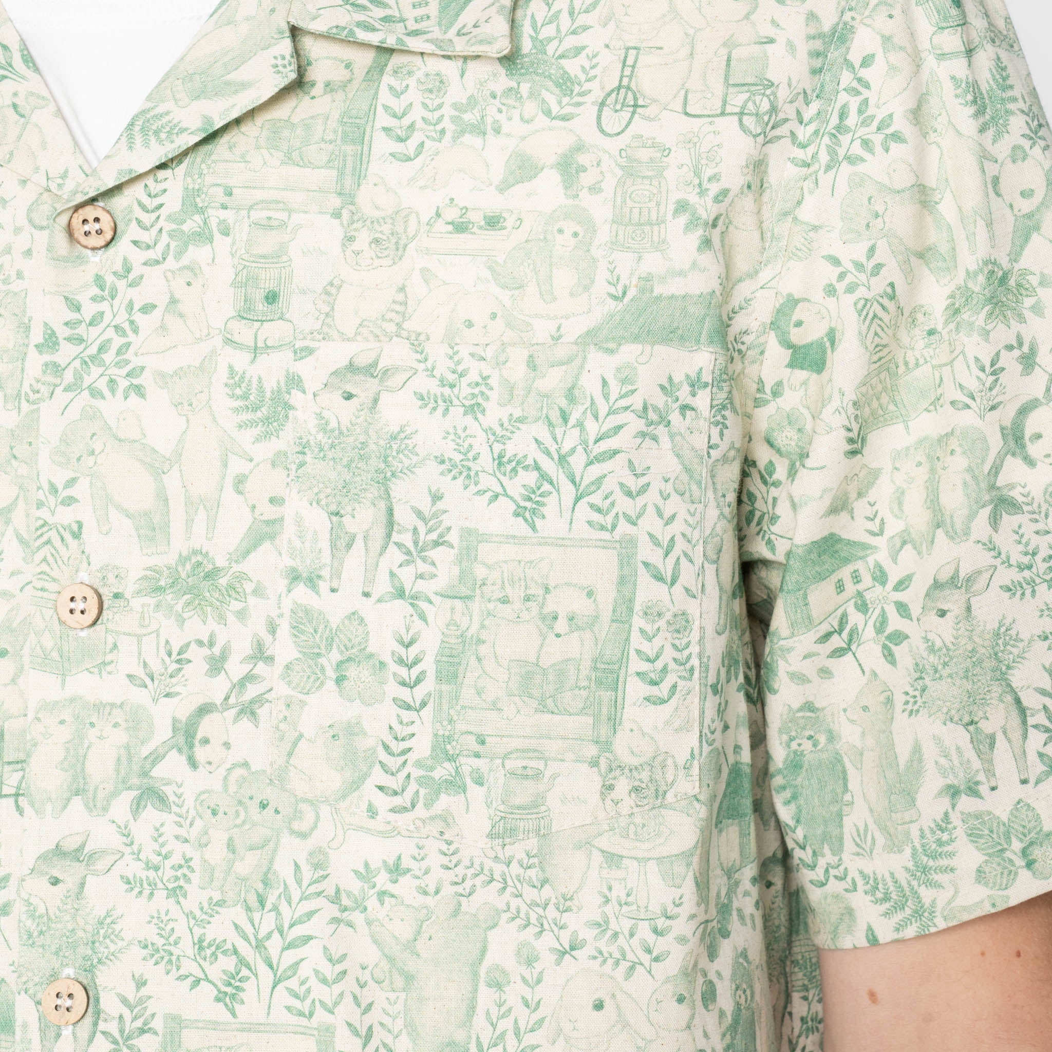 Aloha Shirt - Linen Animals - Green - Image 5