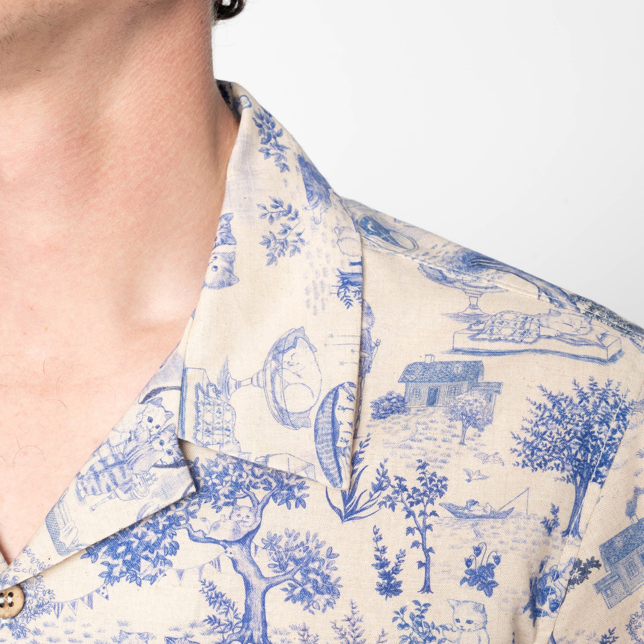 Aloha Shirt - Linen Cats - Blue - Image 6