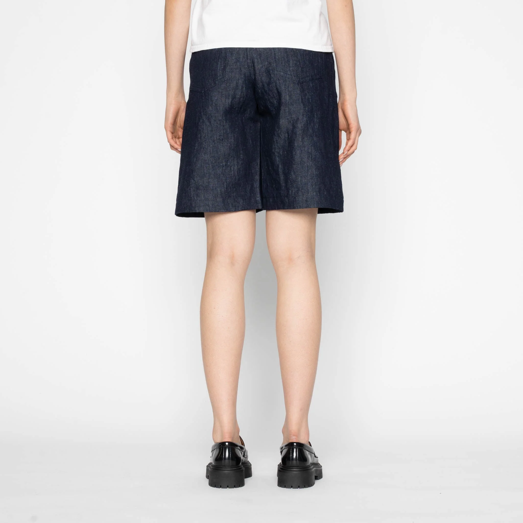 Andie Shorts - Linen Blend Denim - Indigo - Image 4