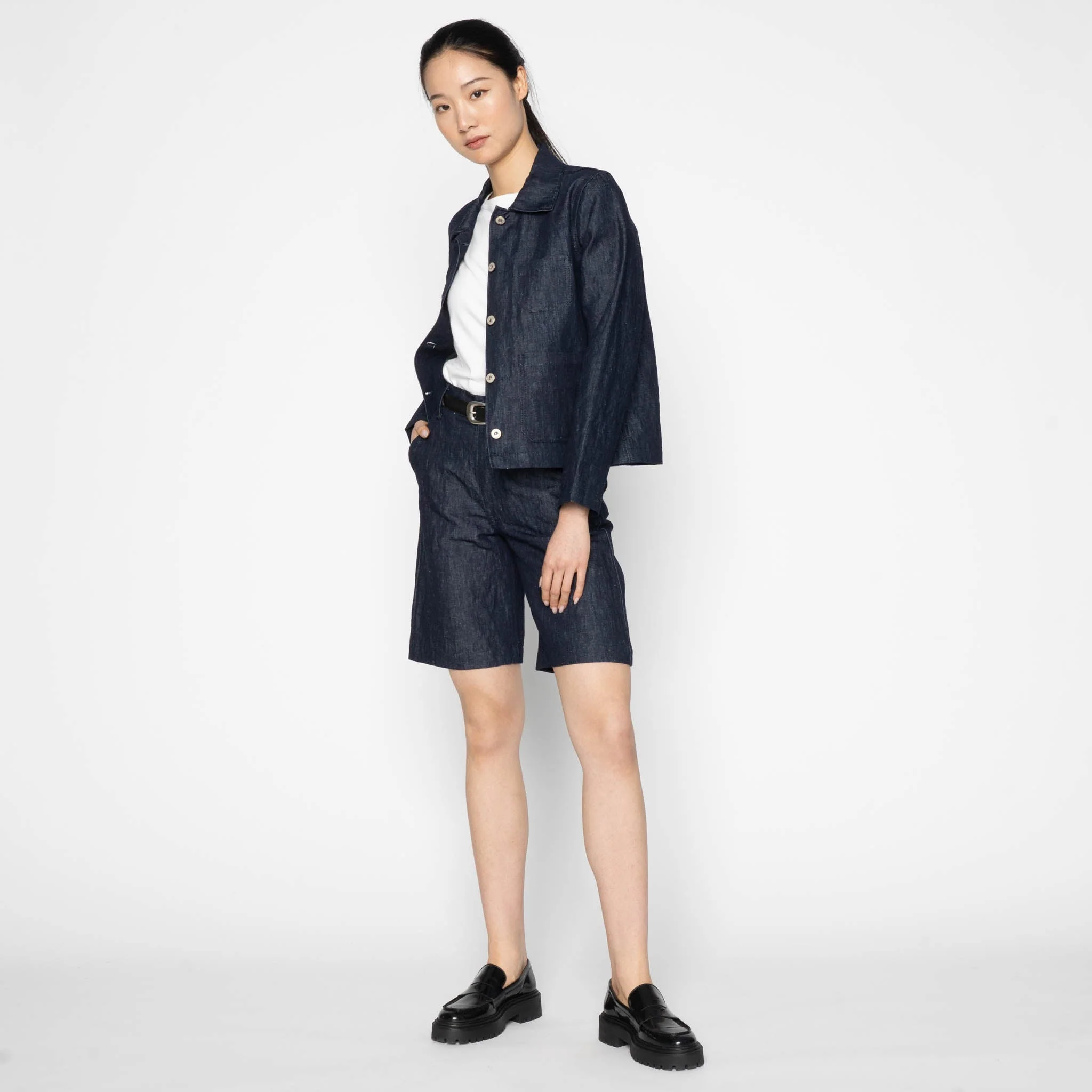 Andie Shorts - Linen Blend Denim - Indigo - Image 7