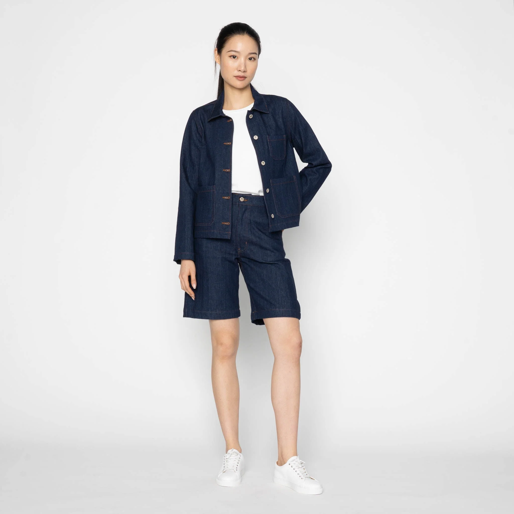 Andie Shorts - Vertical Slub Denim - Indigo - Image 7