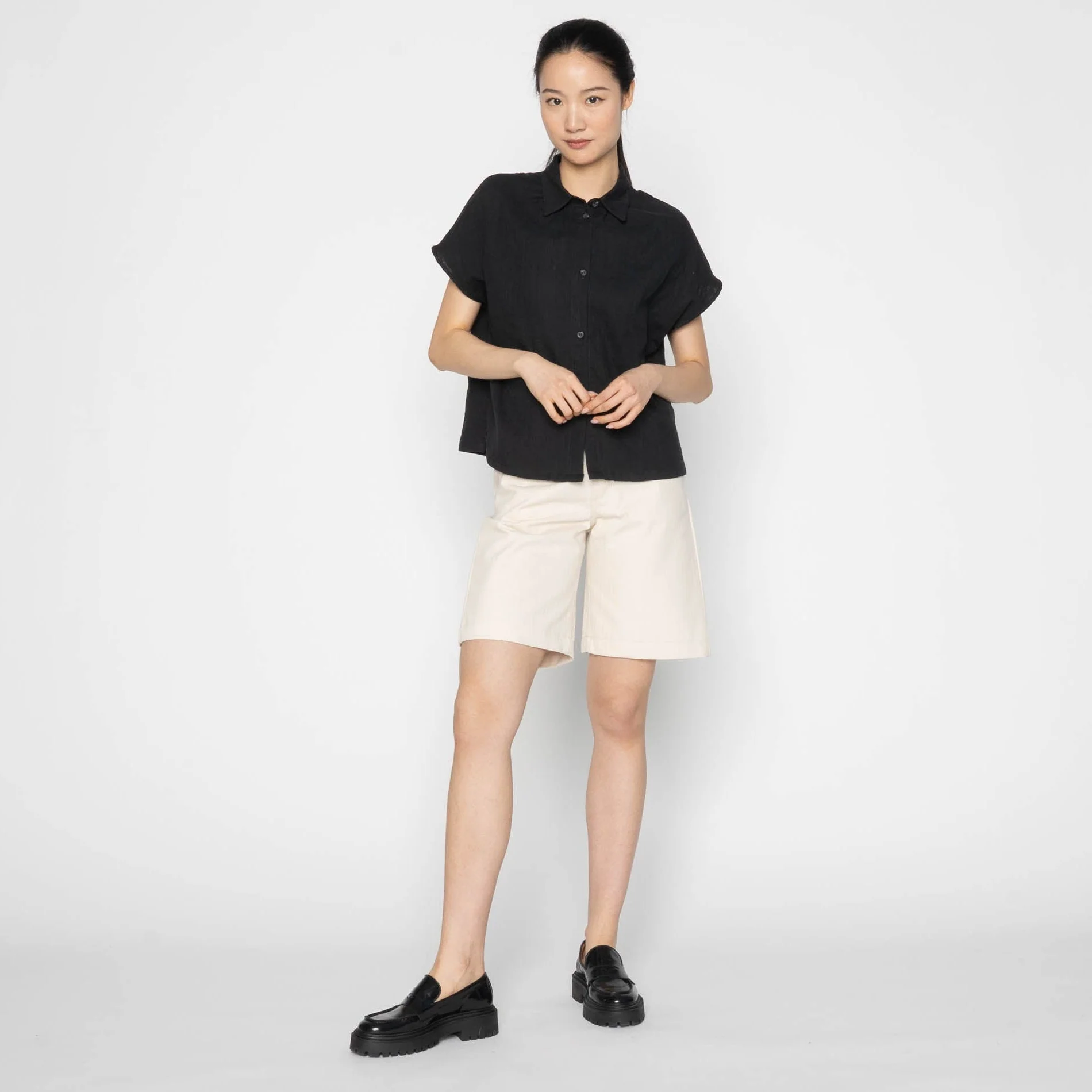 Billie Shirt - Double Weave Gauze - Black - Image 5