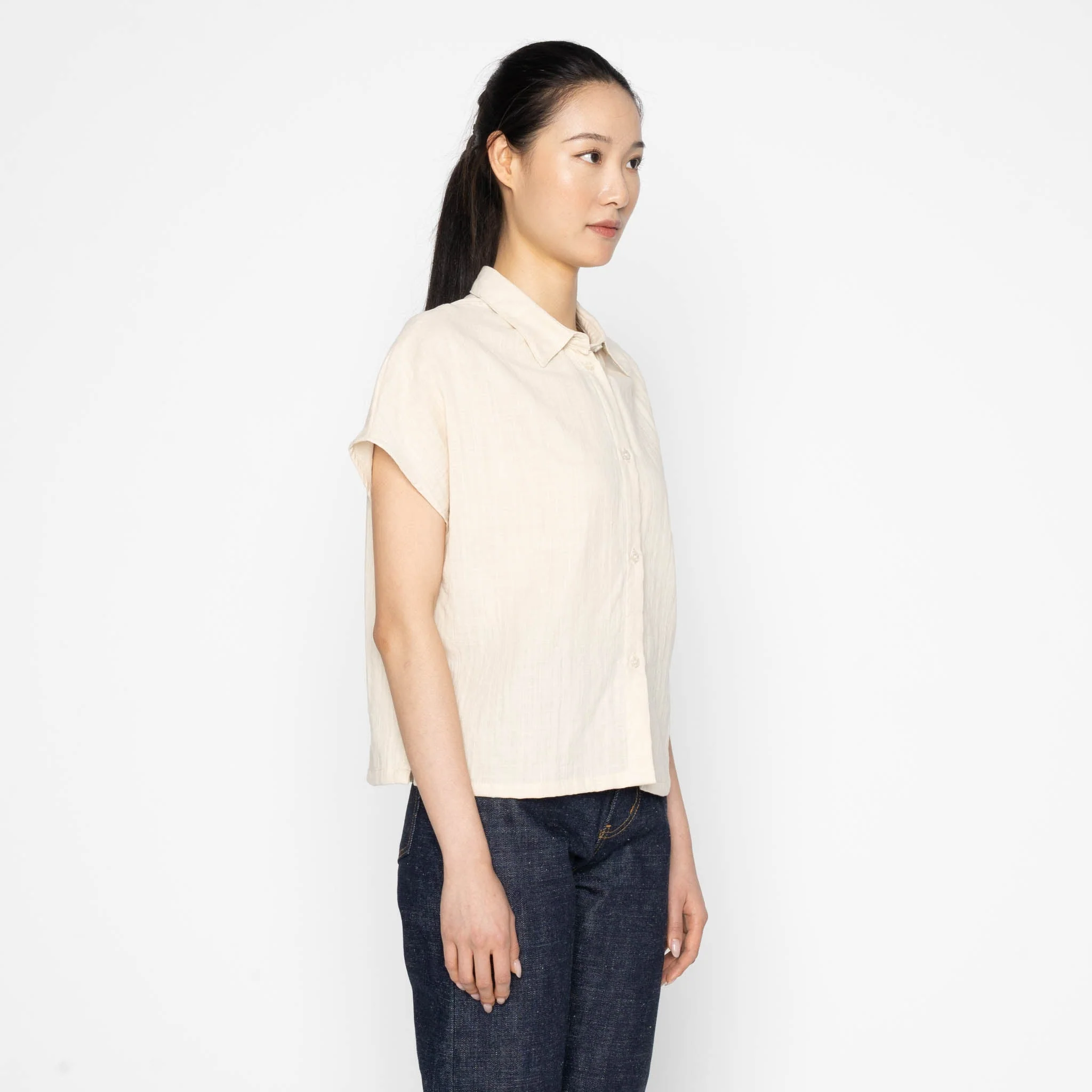 Billie Shirt - Double Weave Gauze - Bone - Image 3