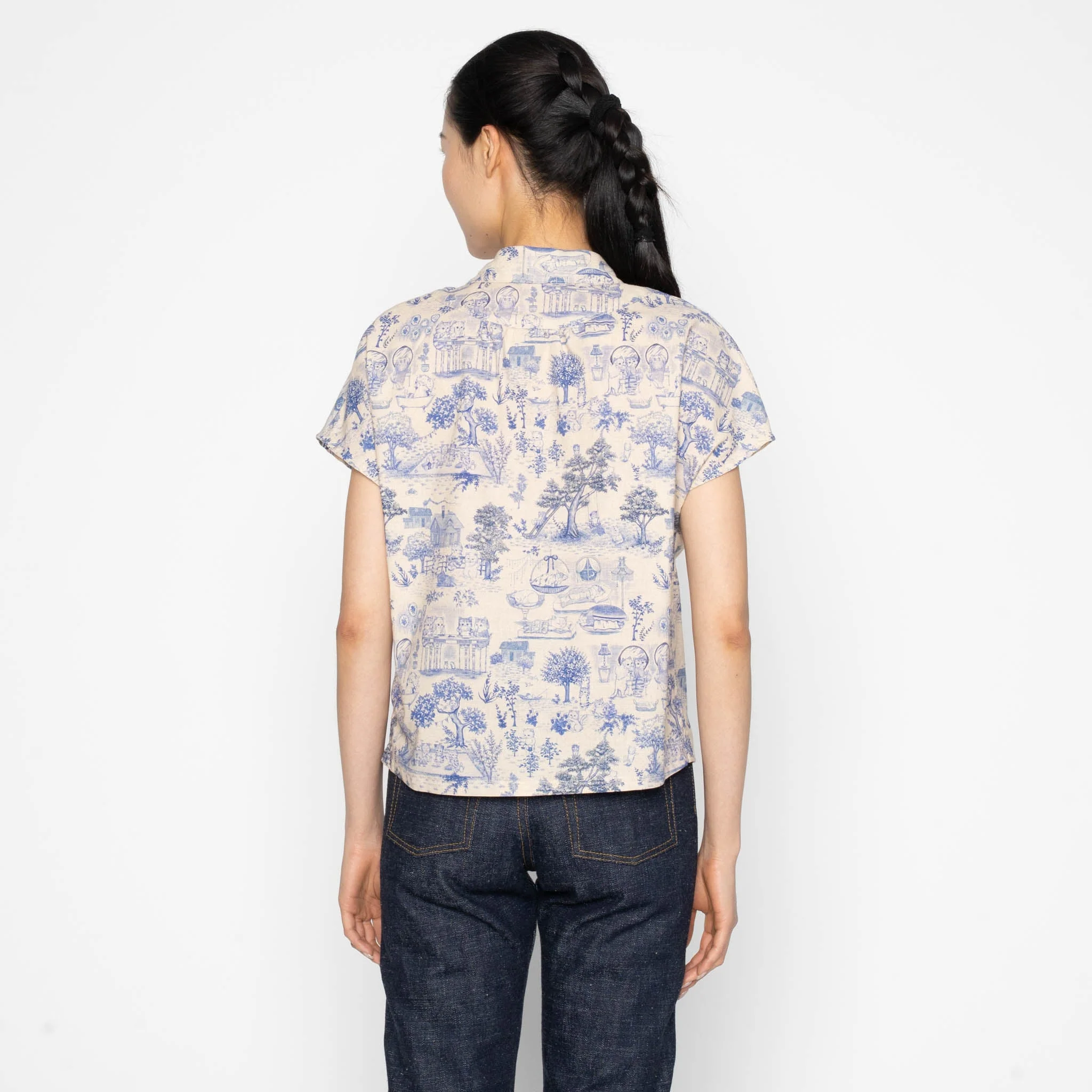 Billie Shirt - Linen Cats - Blue - Image 4