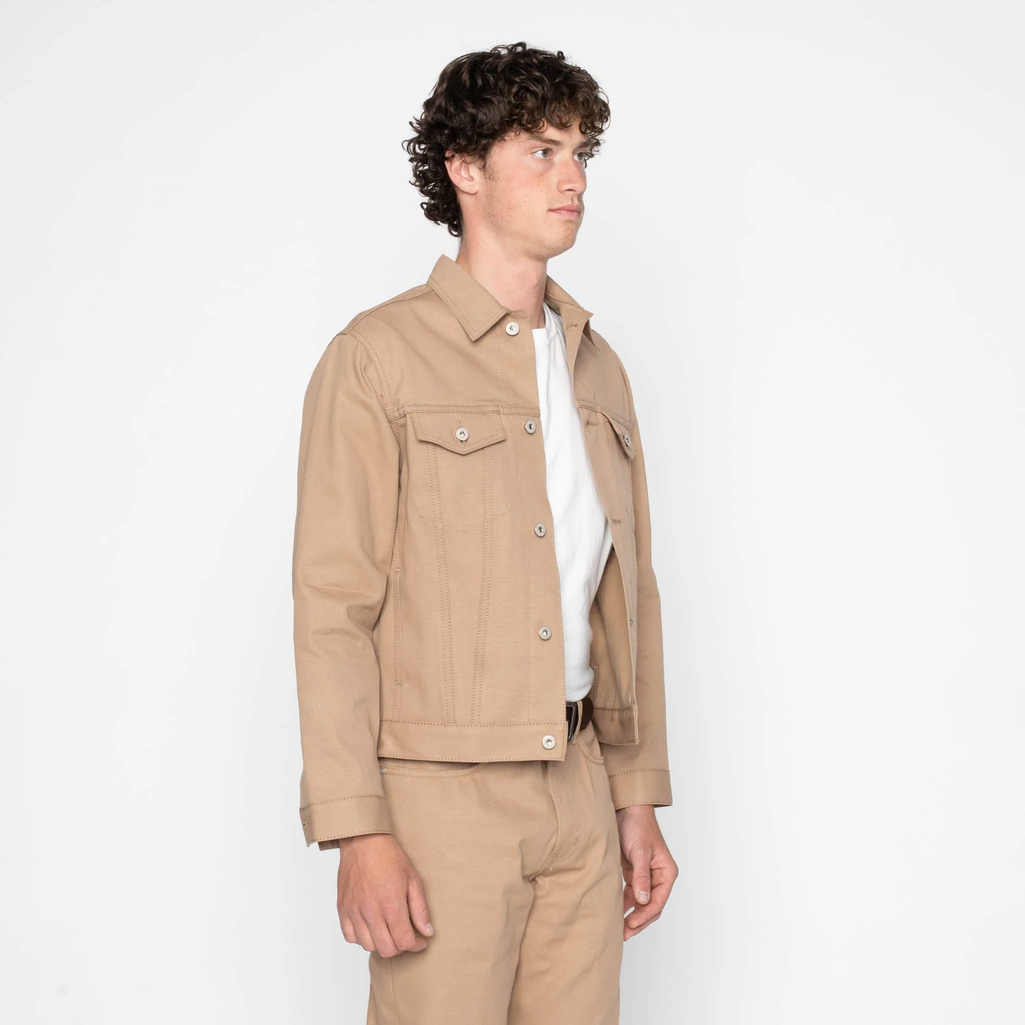 Denim Jacket  - Selvedge Slacks Beige - Image 3