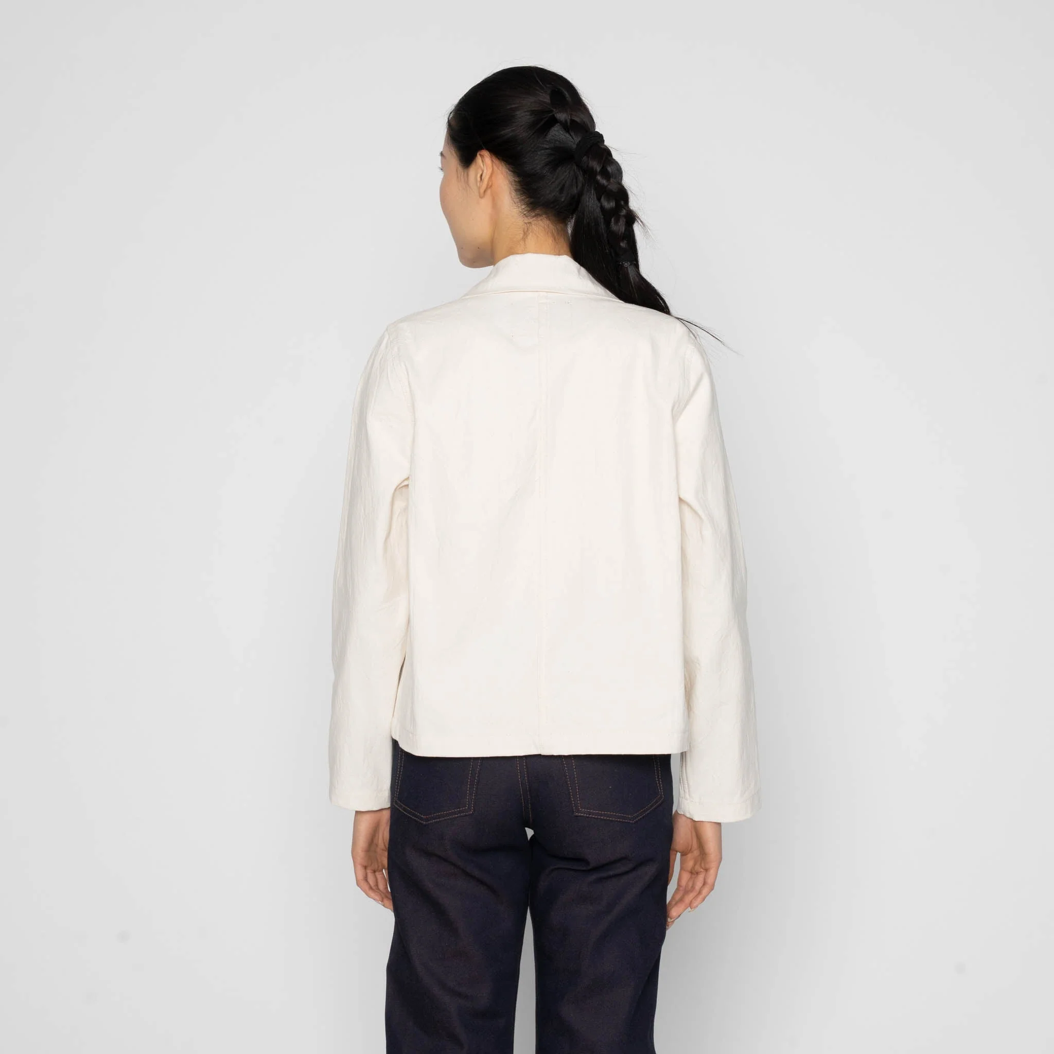 Gracie Jacket - Hard Twist Organic Herringbone - Ecru - Image 3
