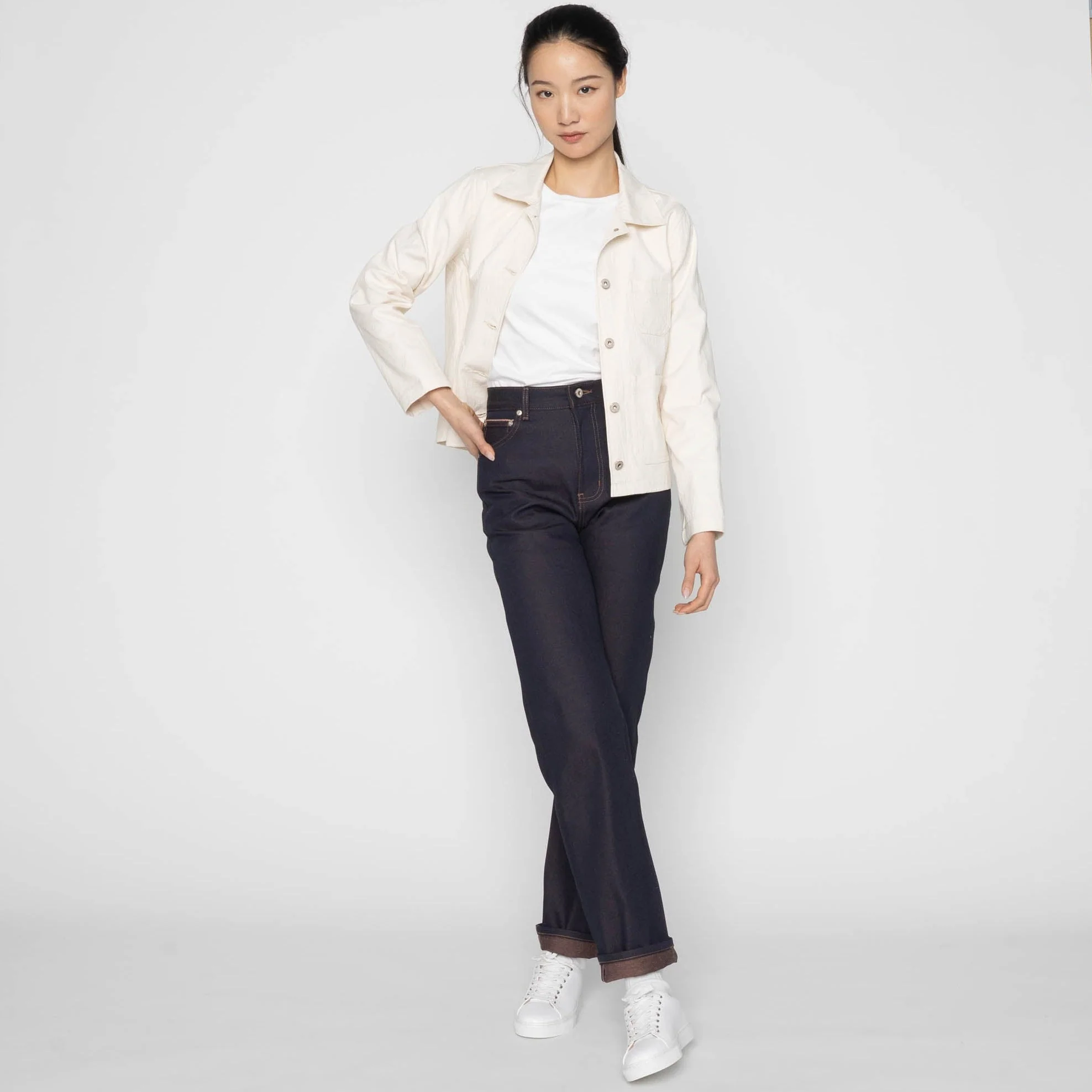 Gracie Jacket - Hard Twist Organic Herringbone - Ecru - Image 6
