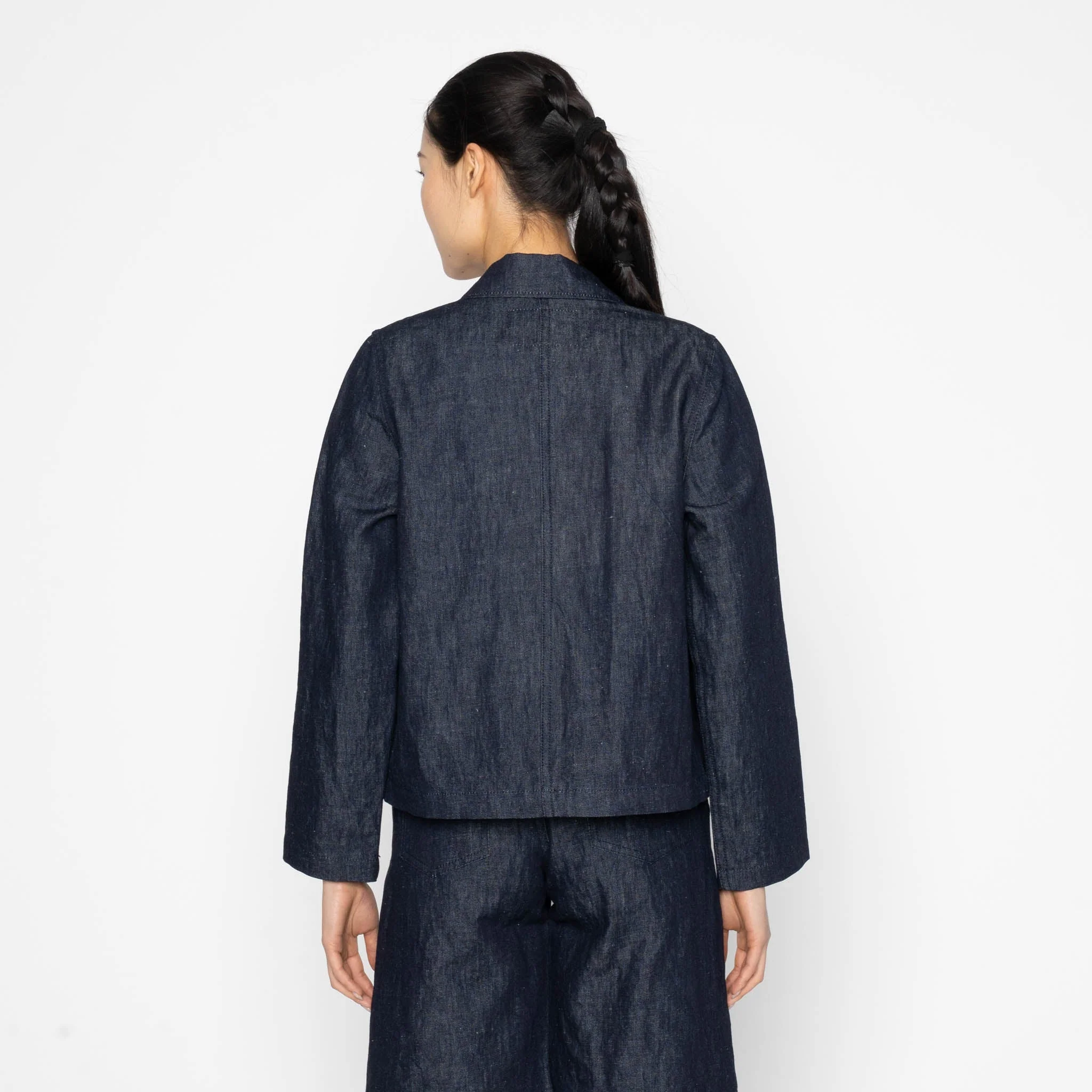 Gracie Jacket - Linen Blend Denim - Indigo - Image 4