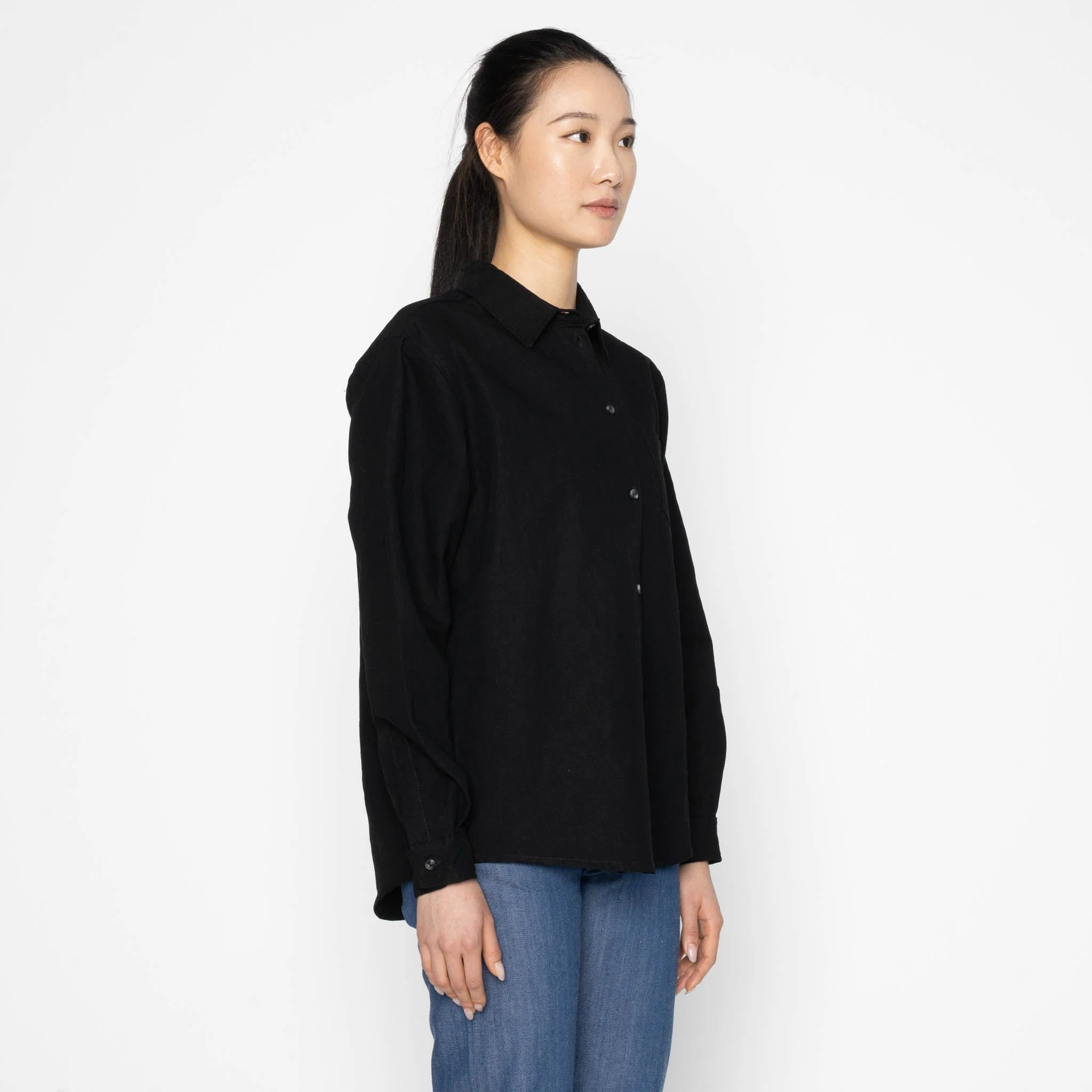 Judy Shirt - Linen Blend Denim - Black - Image 3