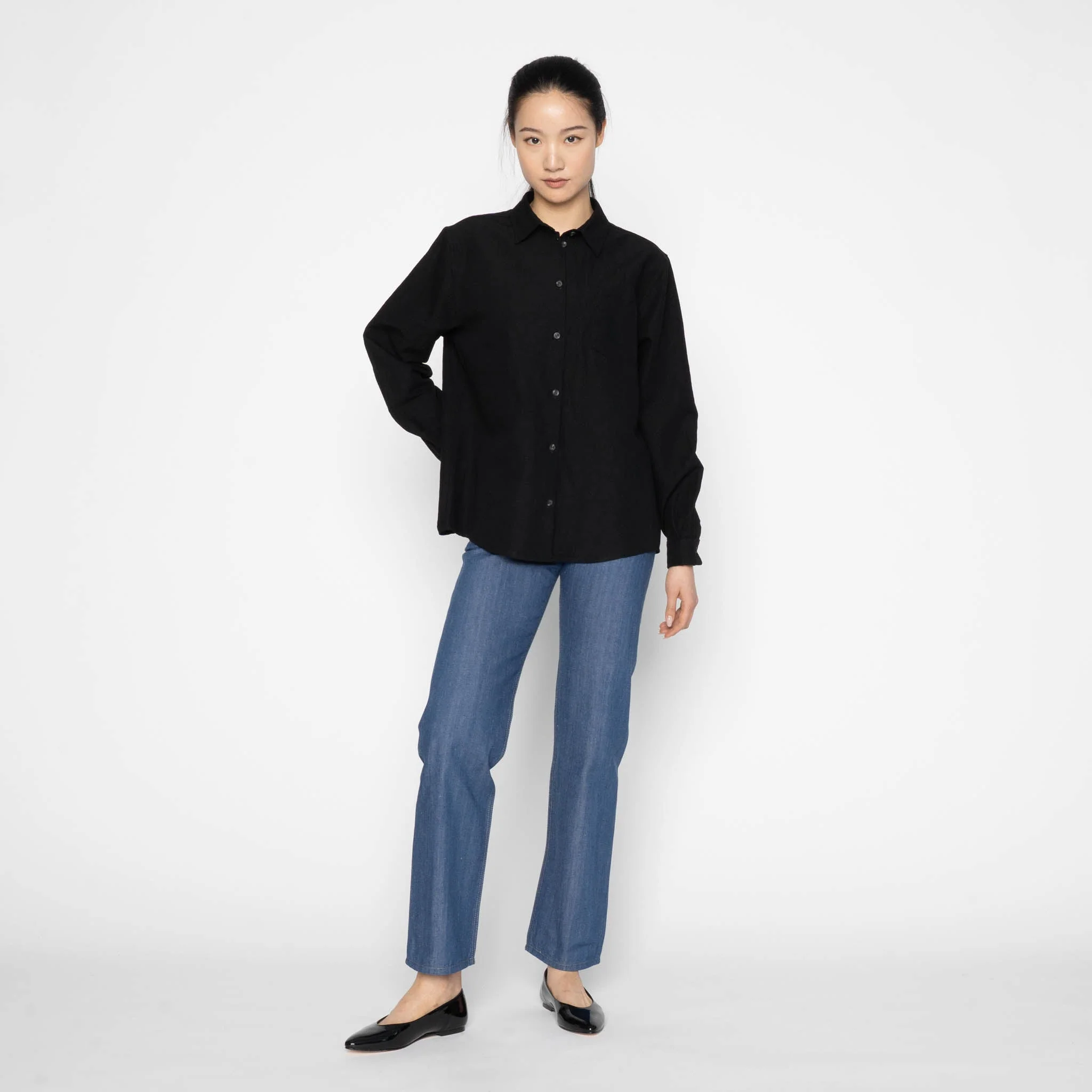 Judy Shirt - Linen Blend Denim - Black - Image 7