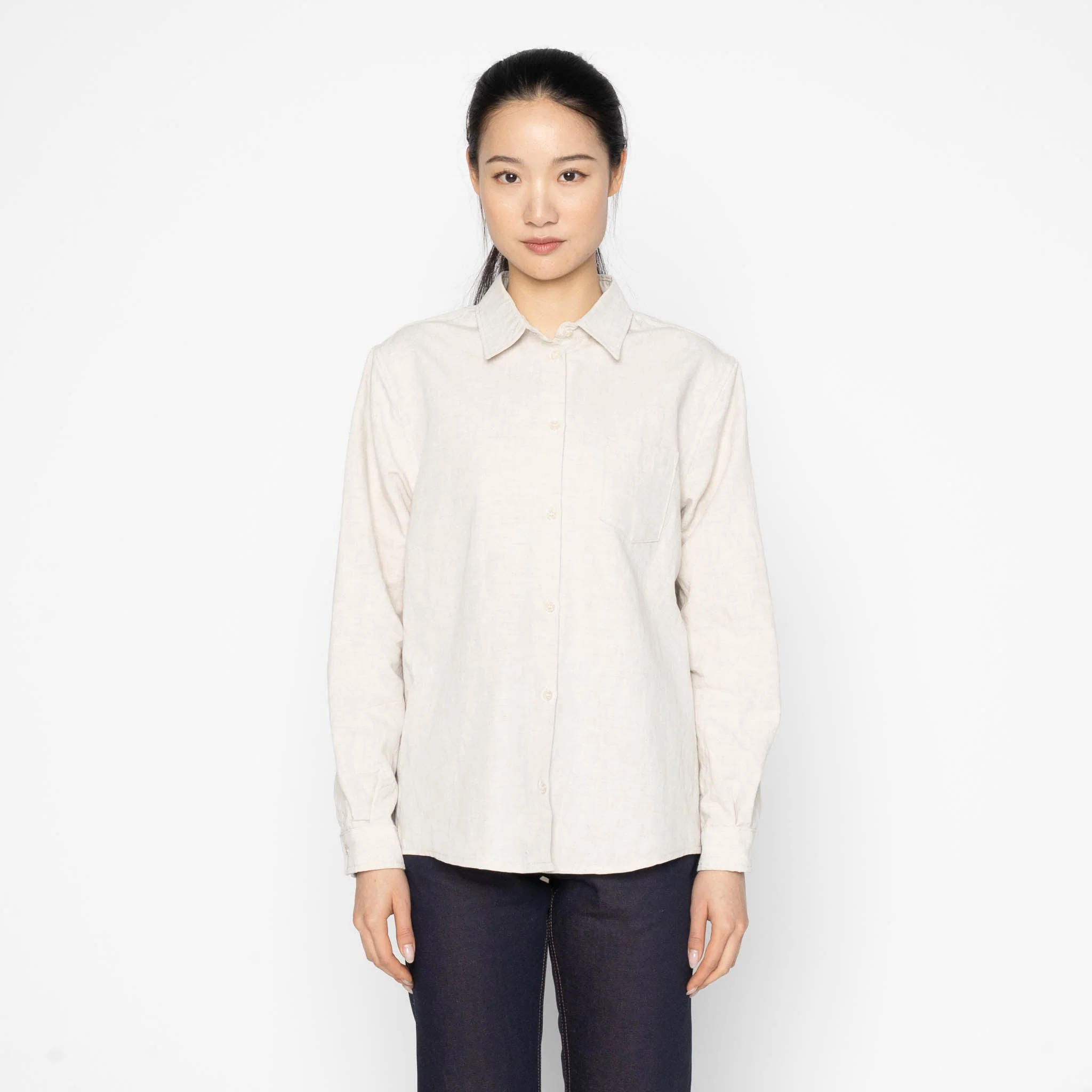 Judy Shirt - Linen Blend Denim - Ecru - Image 2