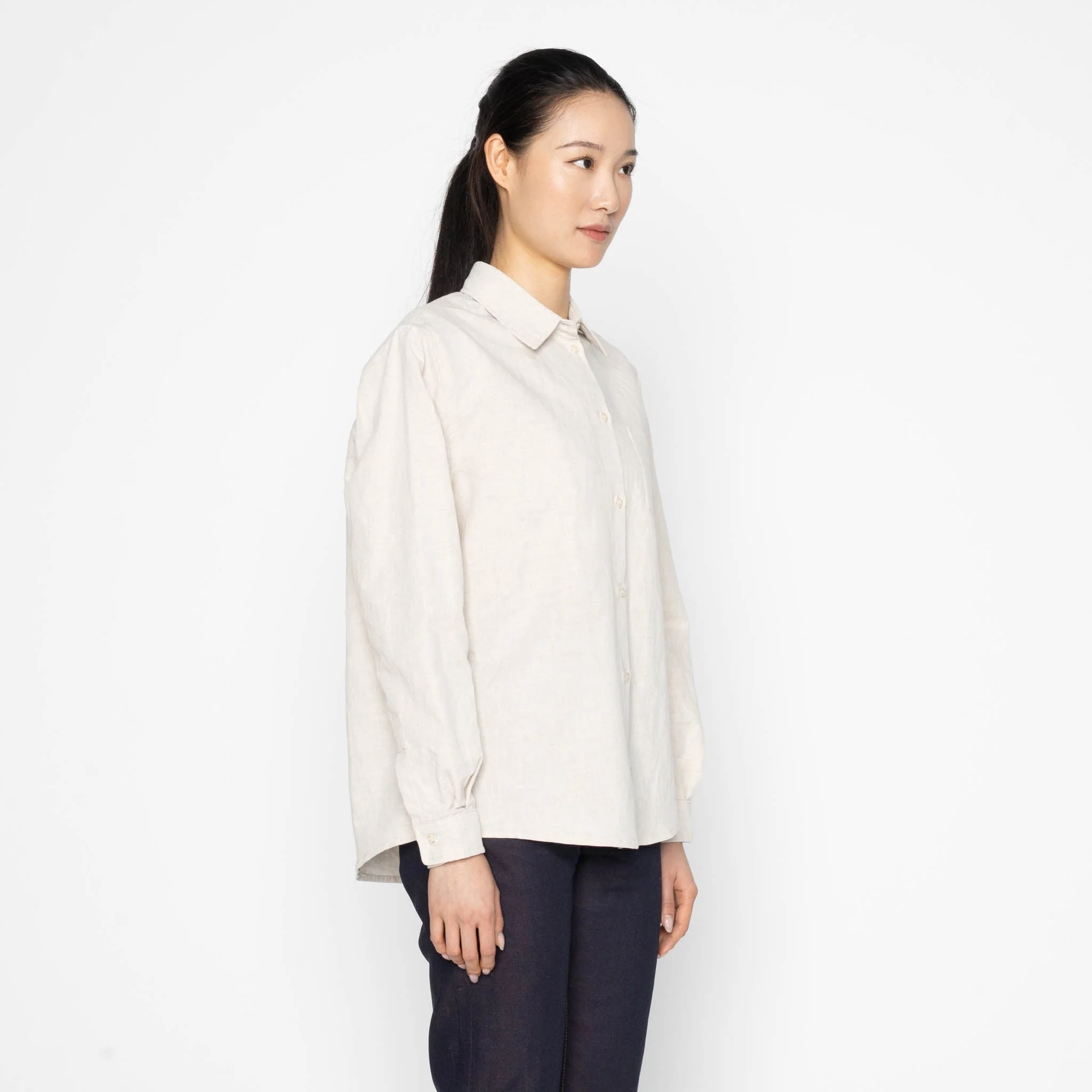 Judy Shirt - Linen Blend Denim - Ecru - Image 3