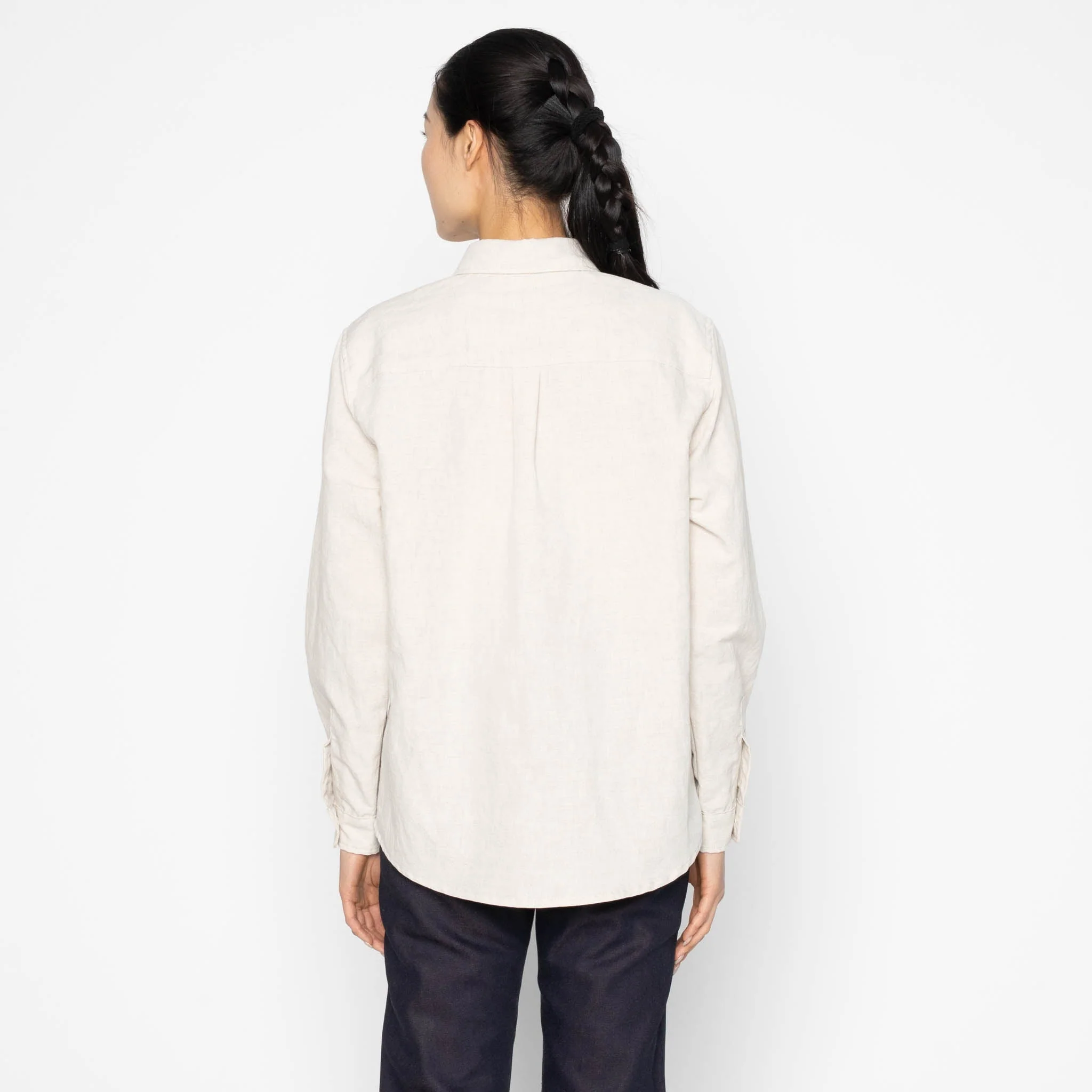 Judy Shirt - Linen Blend Denim - Ecru - Image 4