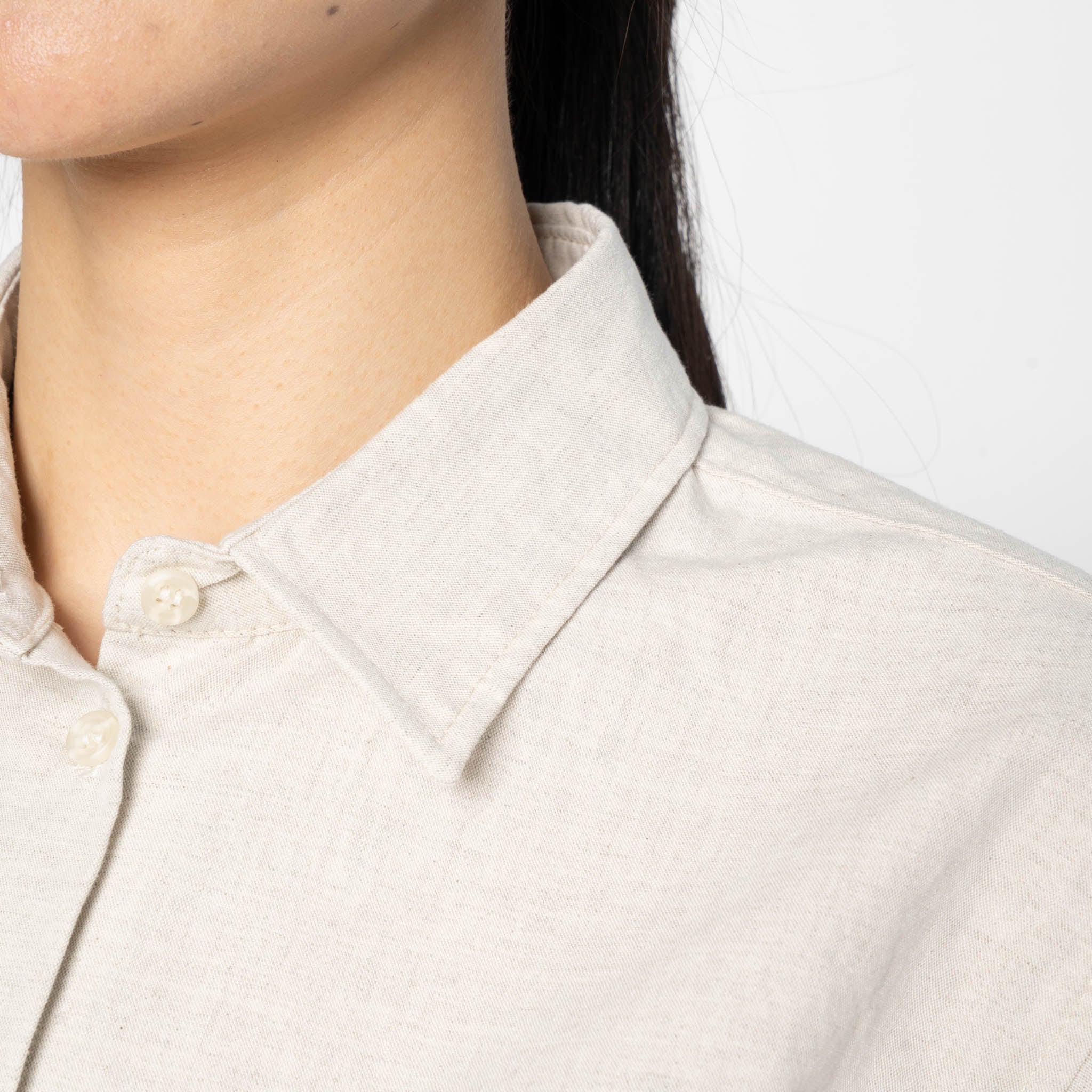 Judy Shirt - Linen Blend Denim - Ecru - Image 6