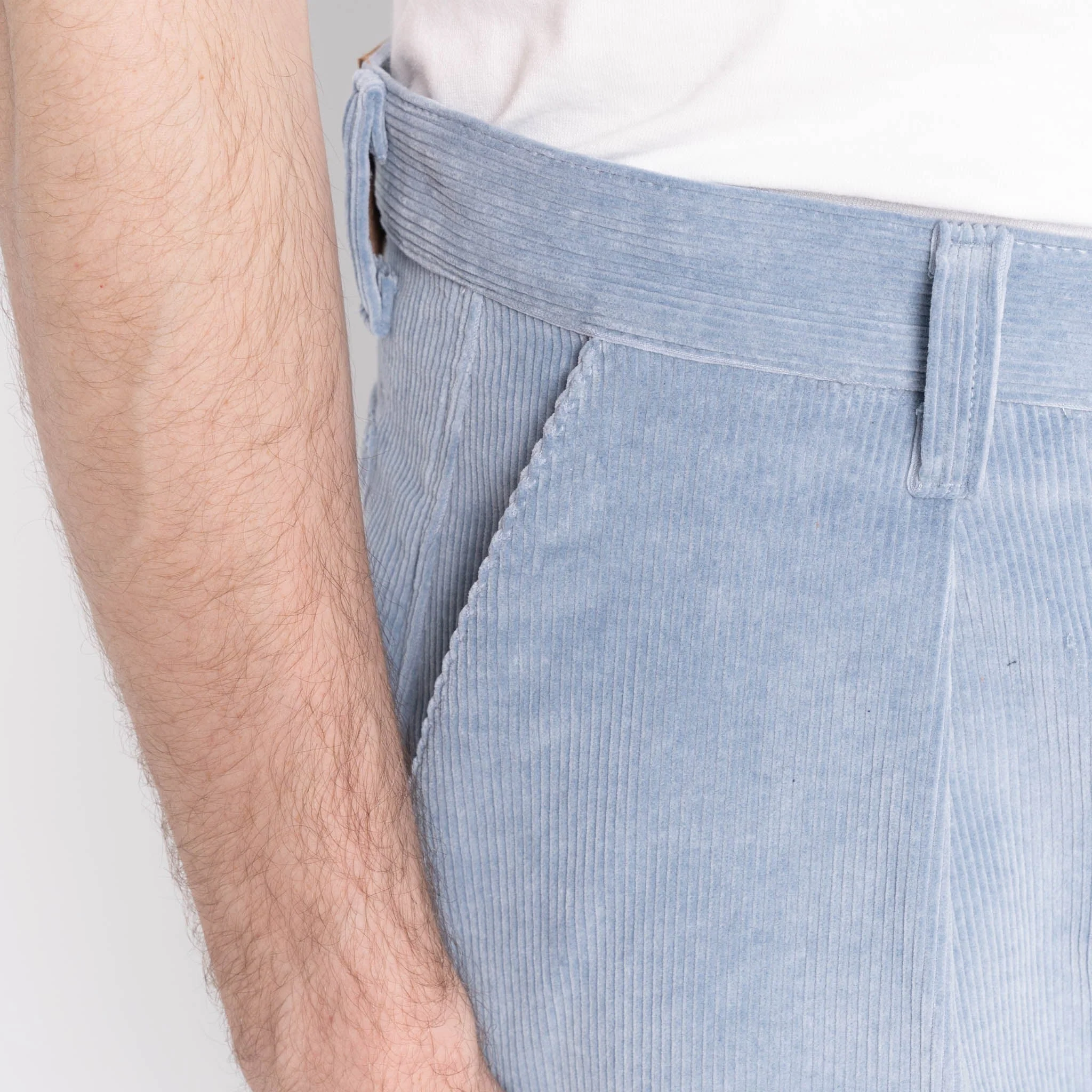 Pleated Trouser - Faded Corduroy Organic - Pale Indigo - Image 4