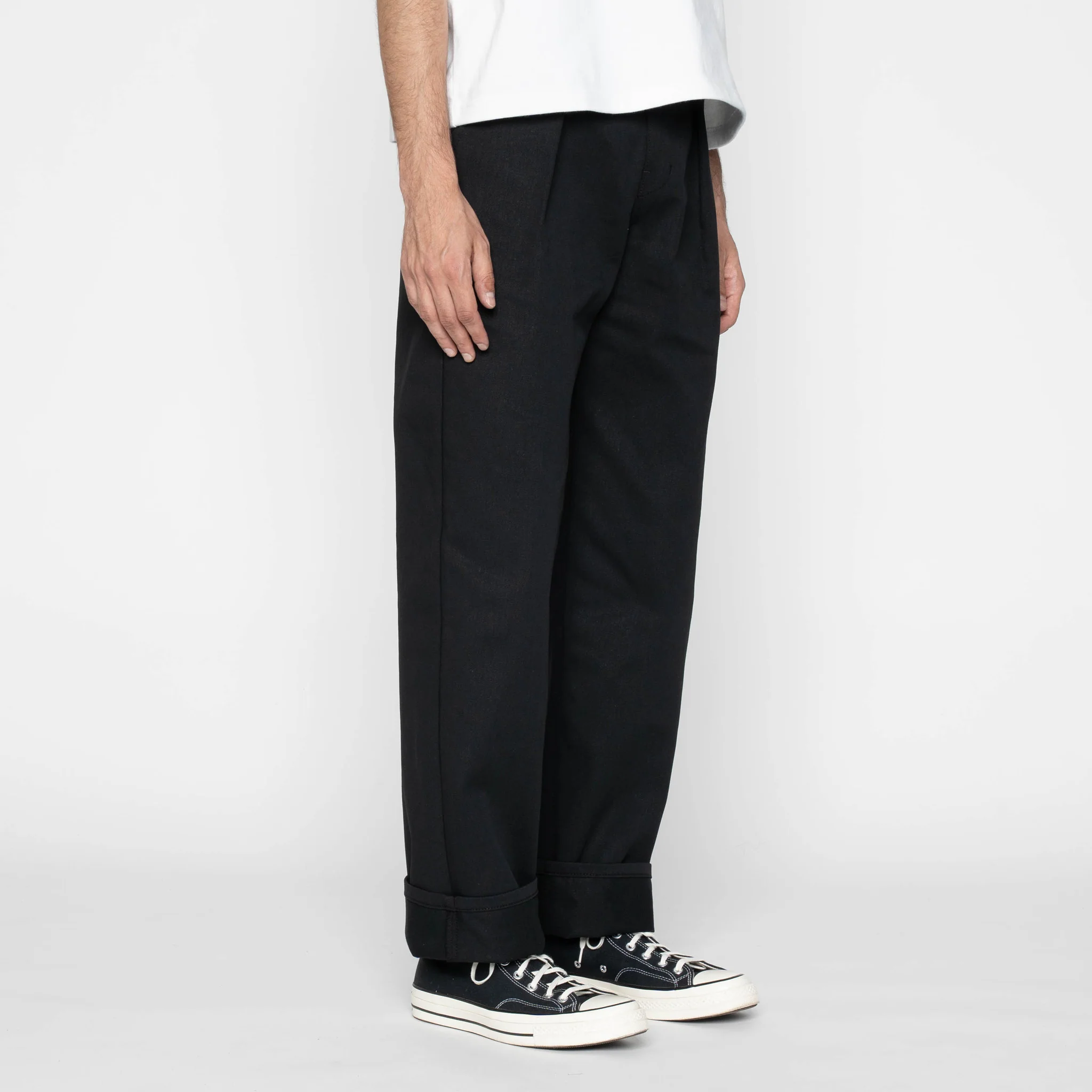 Pleated Trouser  -  Selvedge Slacks Black - Image 3