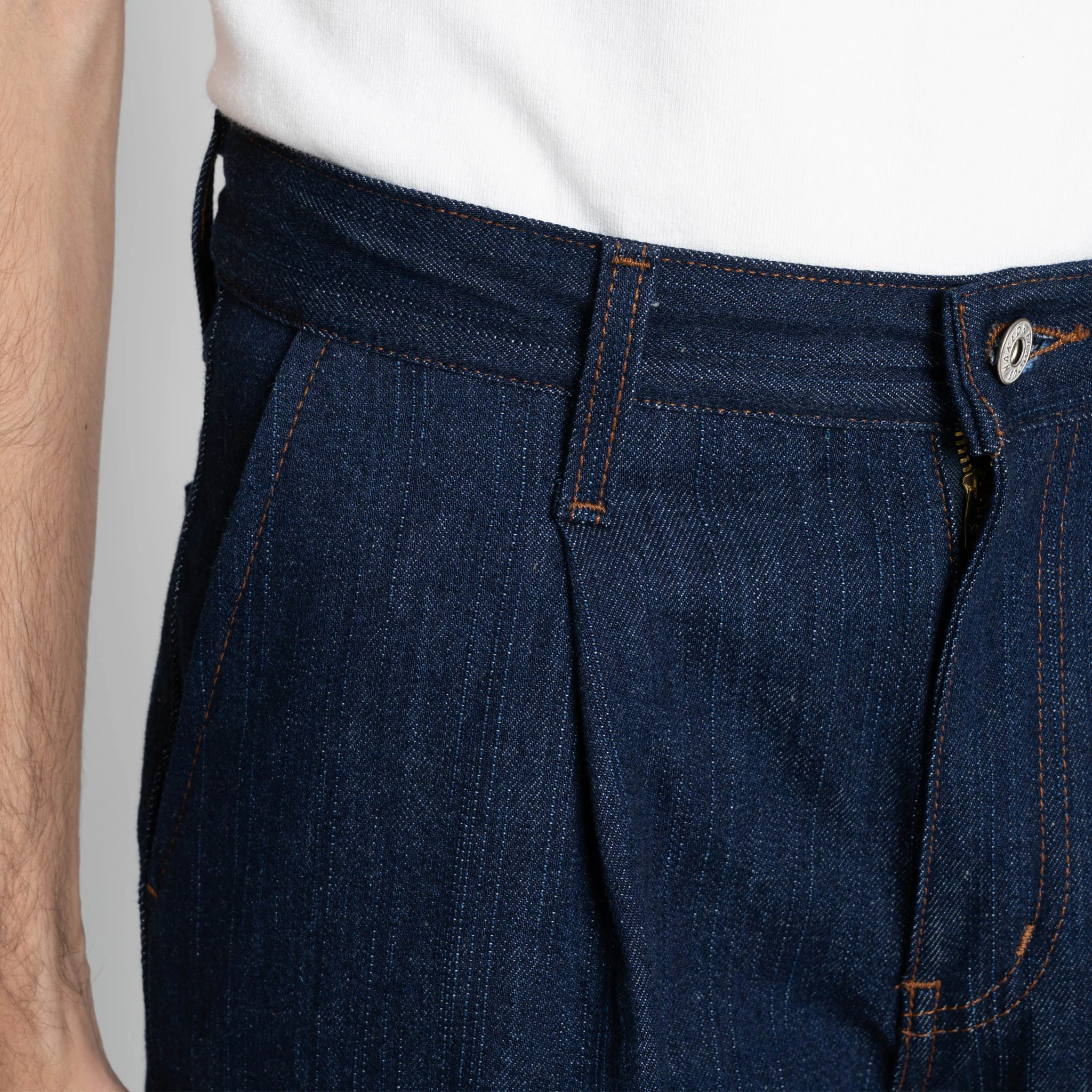 Pleated Trouser   -   Vertical Slub Denim - Image 5