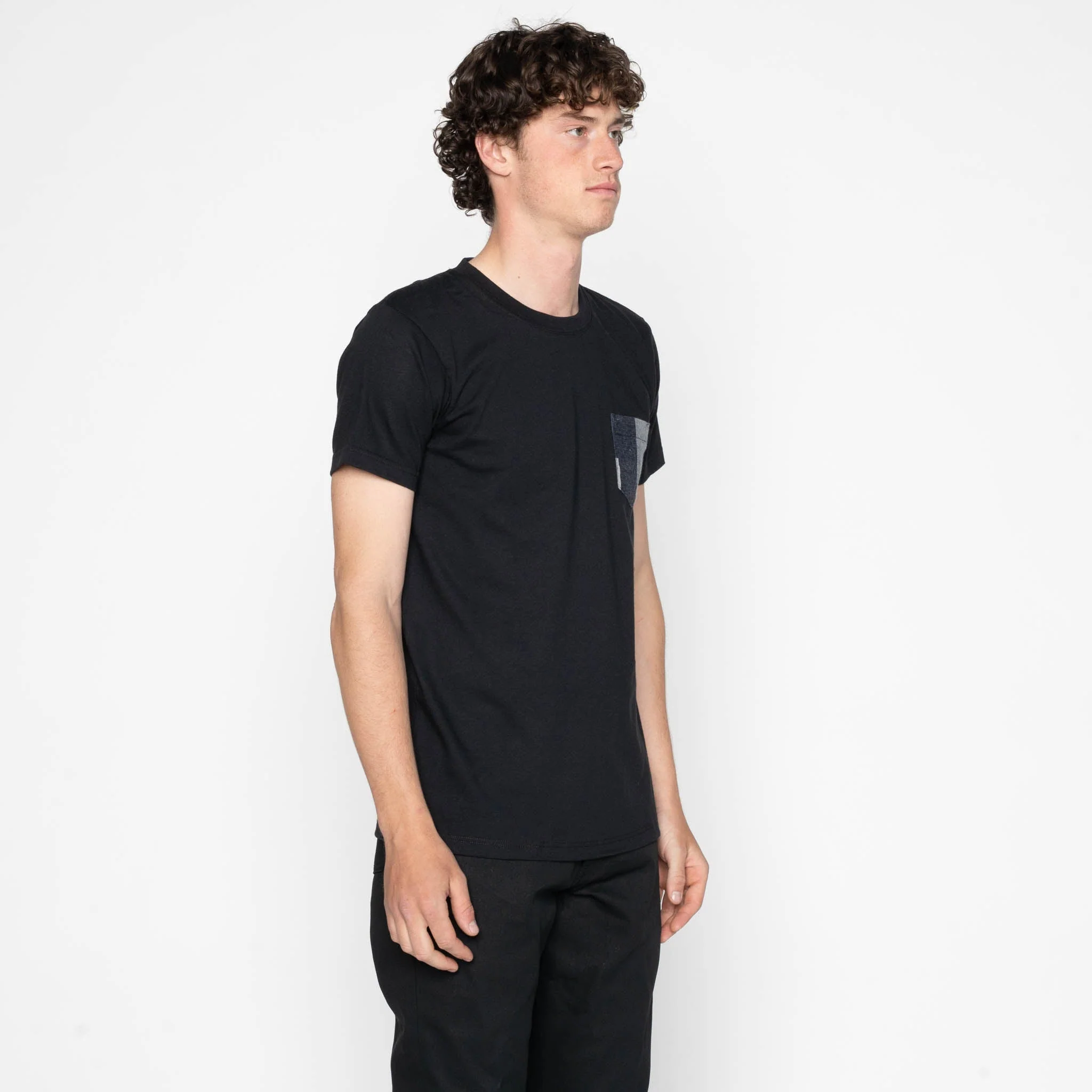 Pocket Tee - Black + Indigo Jacquard - Indigo - Image 3