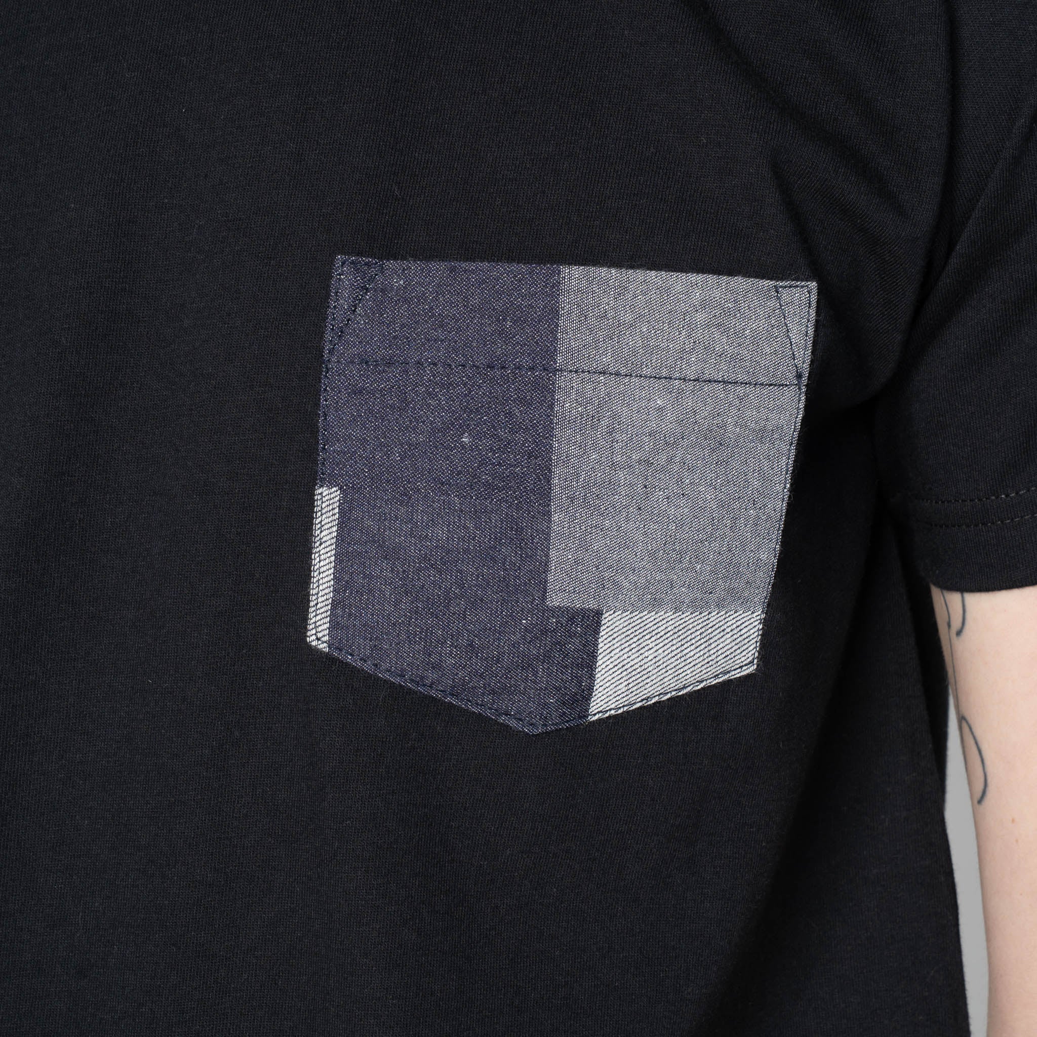 Pocket Tee - Black + Indigo Jacquard - Indigo - Image 5