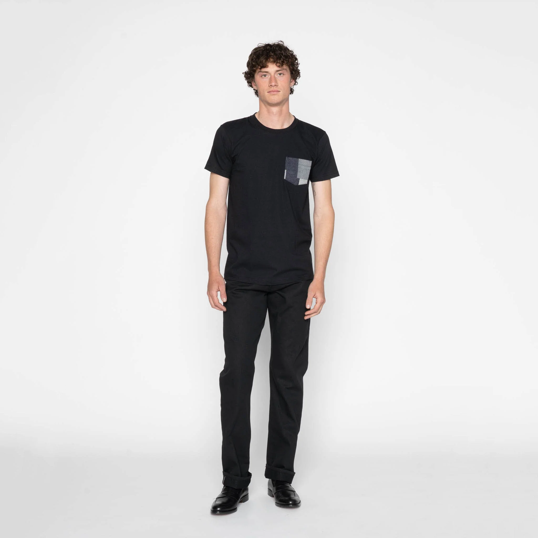 Pocket Tee - Black + Indigo Jacquard - Indigo - Image 6