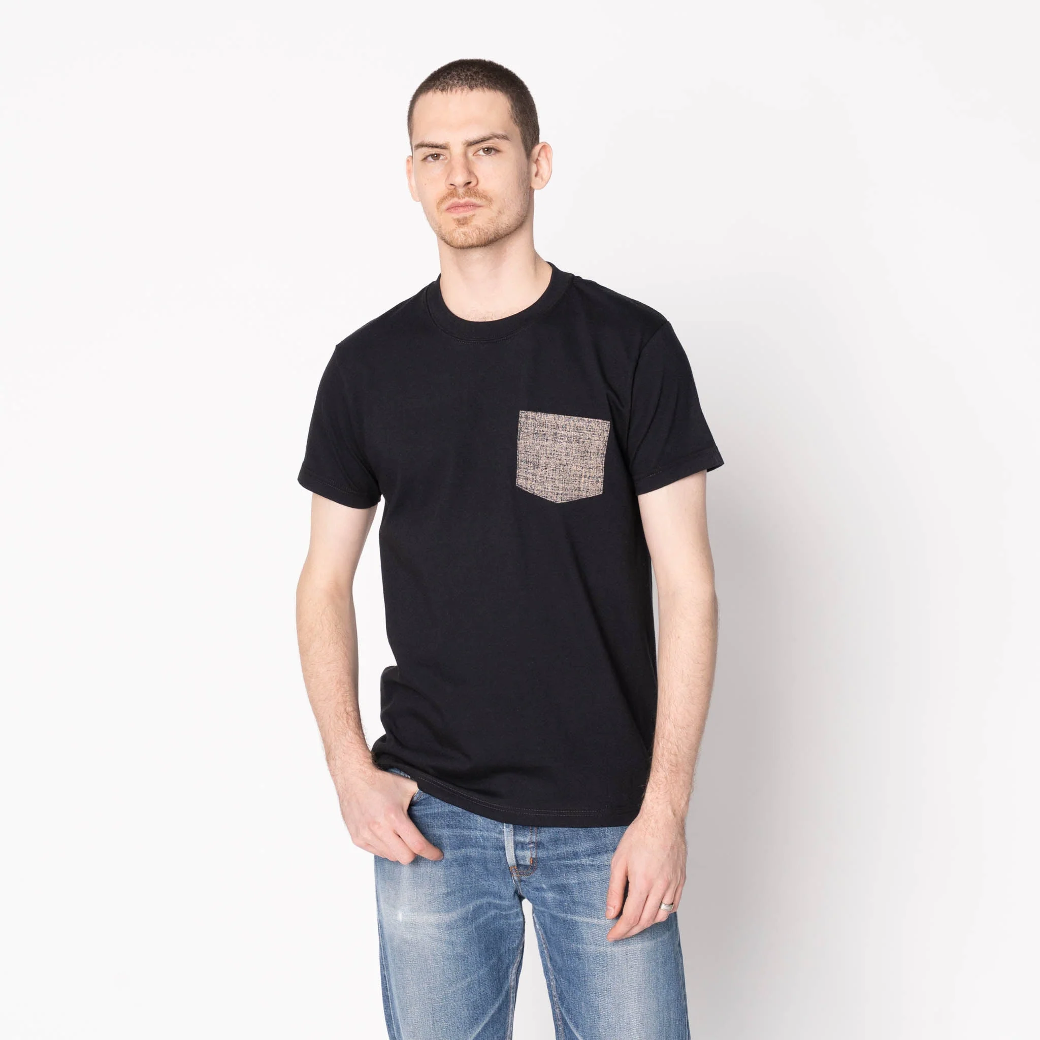 Pocket Tee - Black - Kimono Scramble - Indigo - Image 2