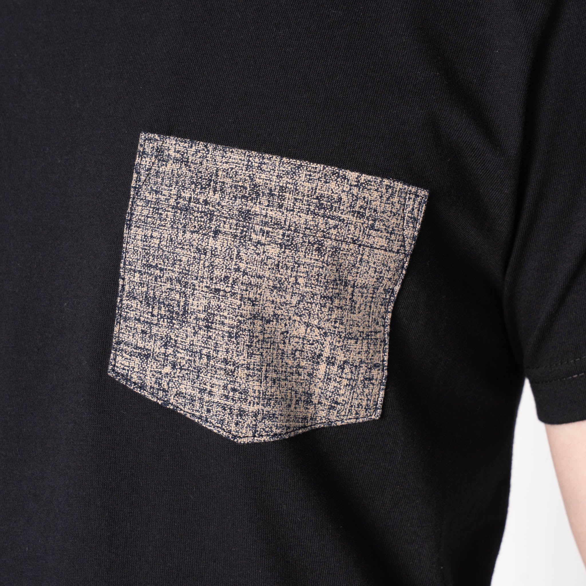Pocket Tee - Black - Kimono Scramble - Indigo - Image 4