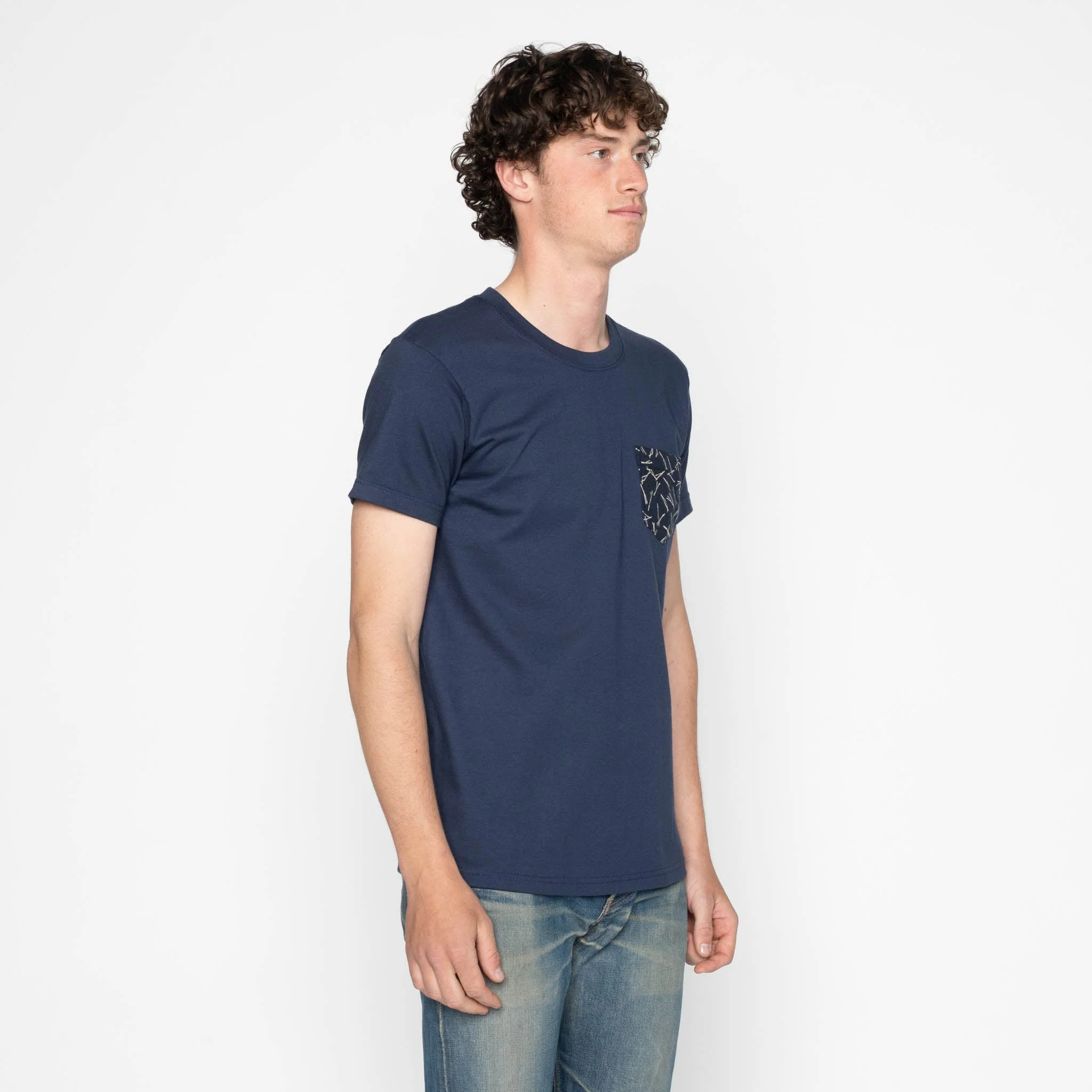 Pocket Tee - Navy + Matsuba Pine Needles - Indigo - Image 3