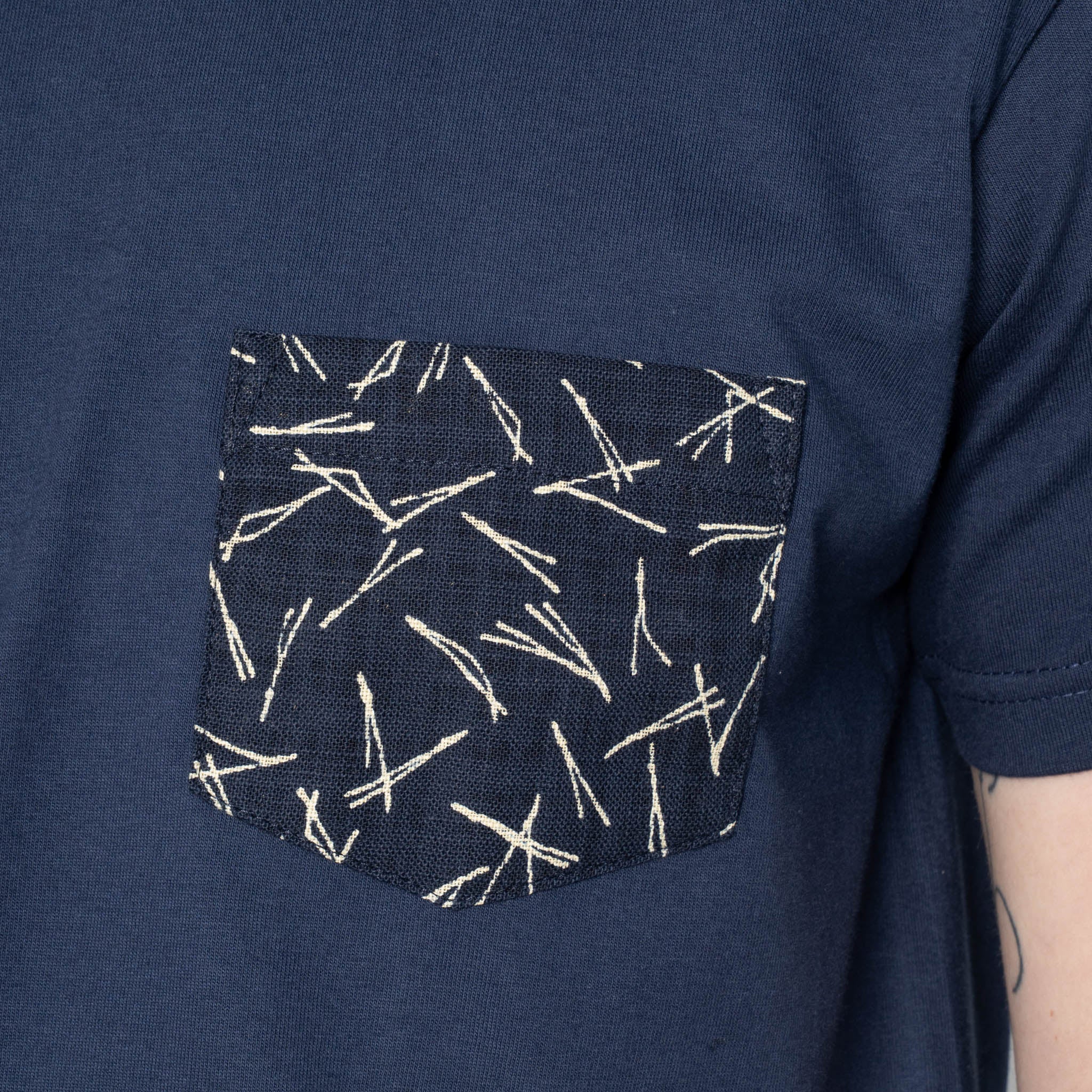 Pocket Tee - Navy + Matsuba Pine Needles - Indigo - Image 5