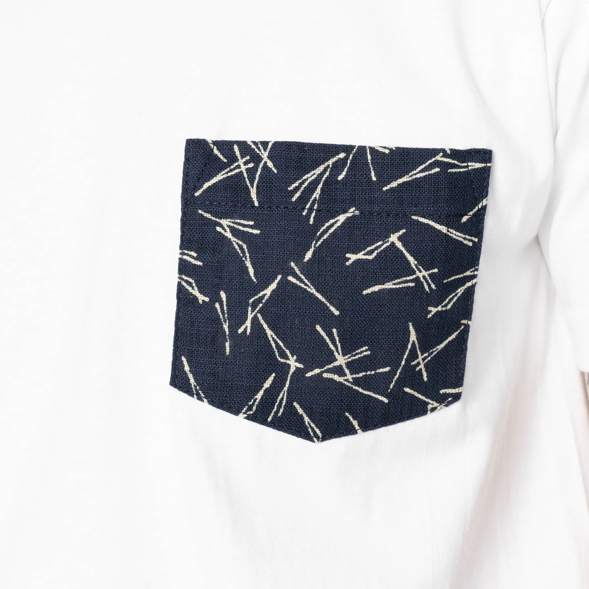 Pocket Tee - White + Matsuba Pines Needle - Indigo - Image 5