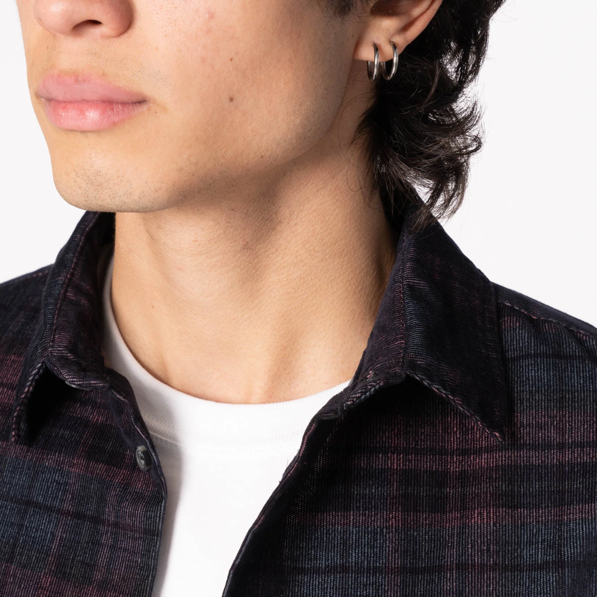 True Shirt - Corduroy Shirting (21W) - Green / Eggplant - Image 4