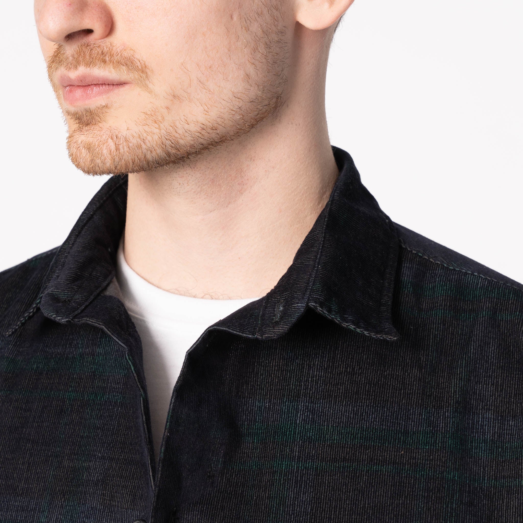 True Shirt - Corduroy Shirting (21W) - Navy / Green - Image 4