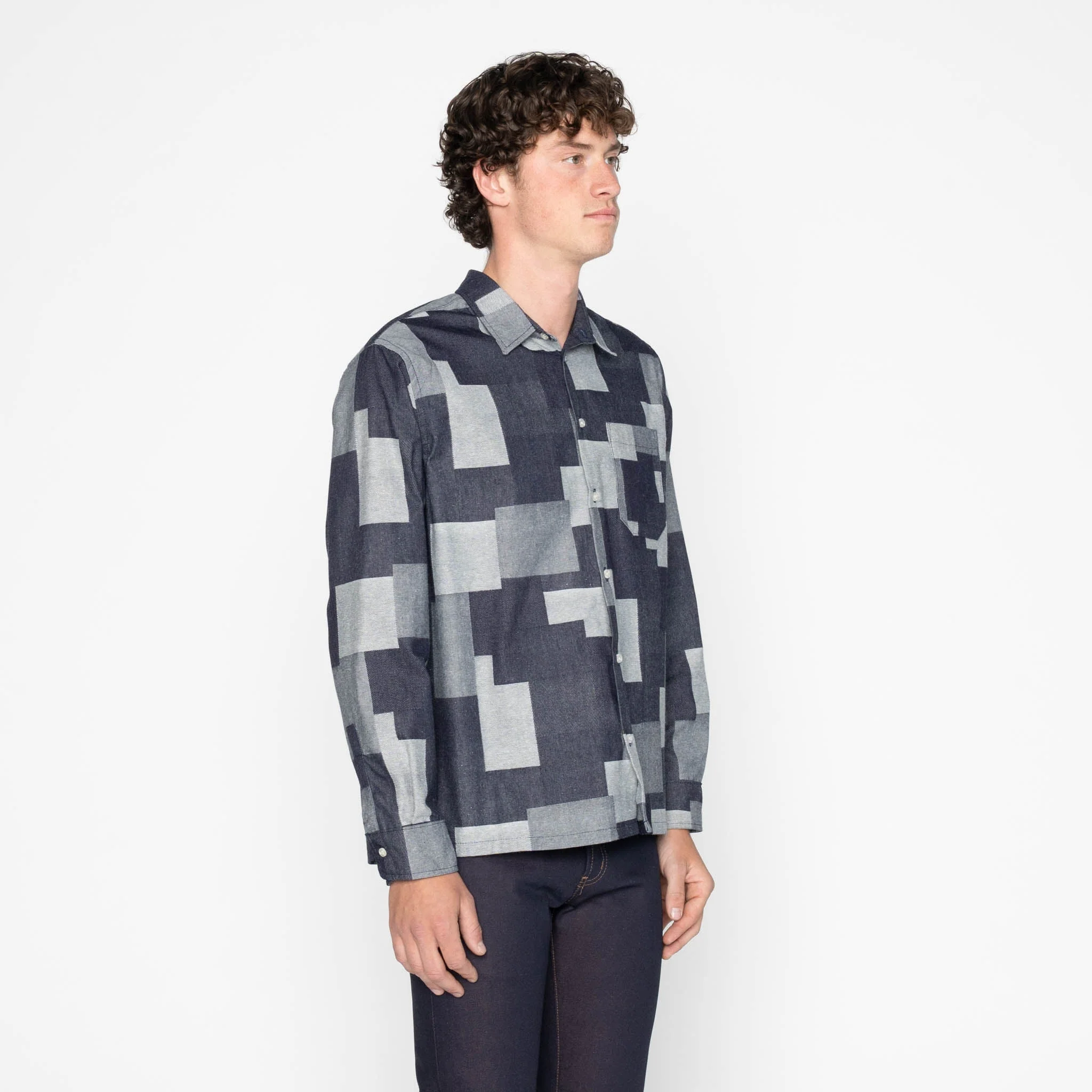 True Shirt - Jacquard  Denim  - Indigo - Image 3