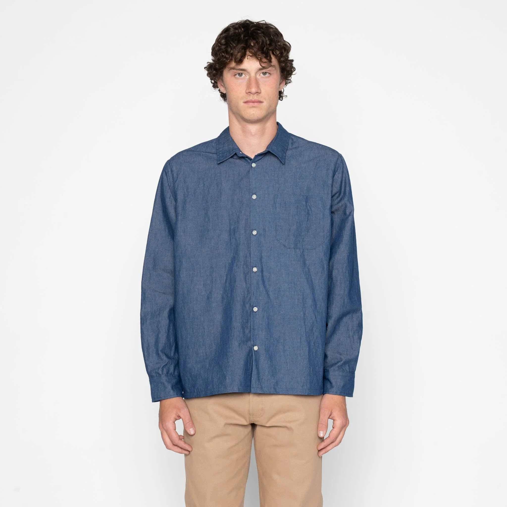 True Shirt - Linen Blend Denim - Indigo - Image 2