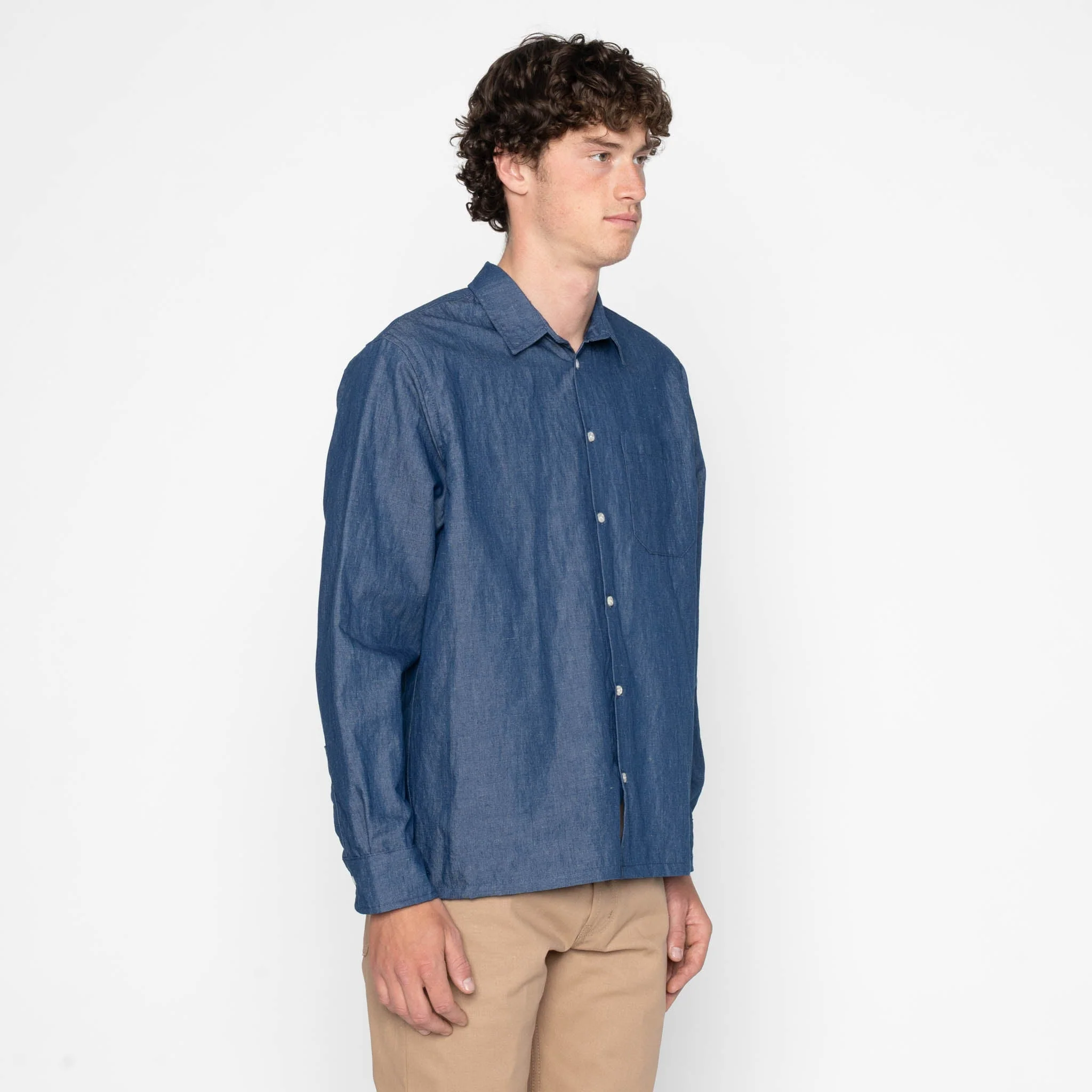 True Shirt - Linen Blend Denim - Indigo - Image 3