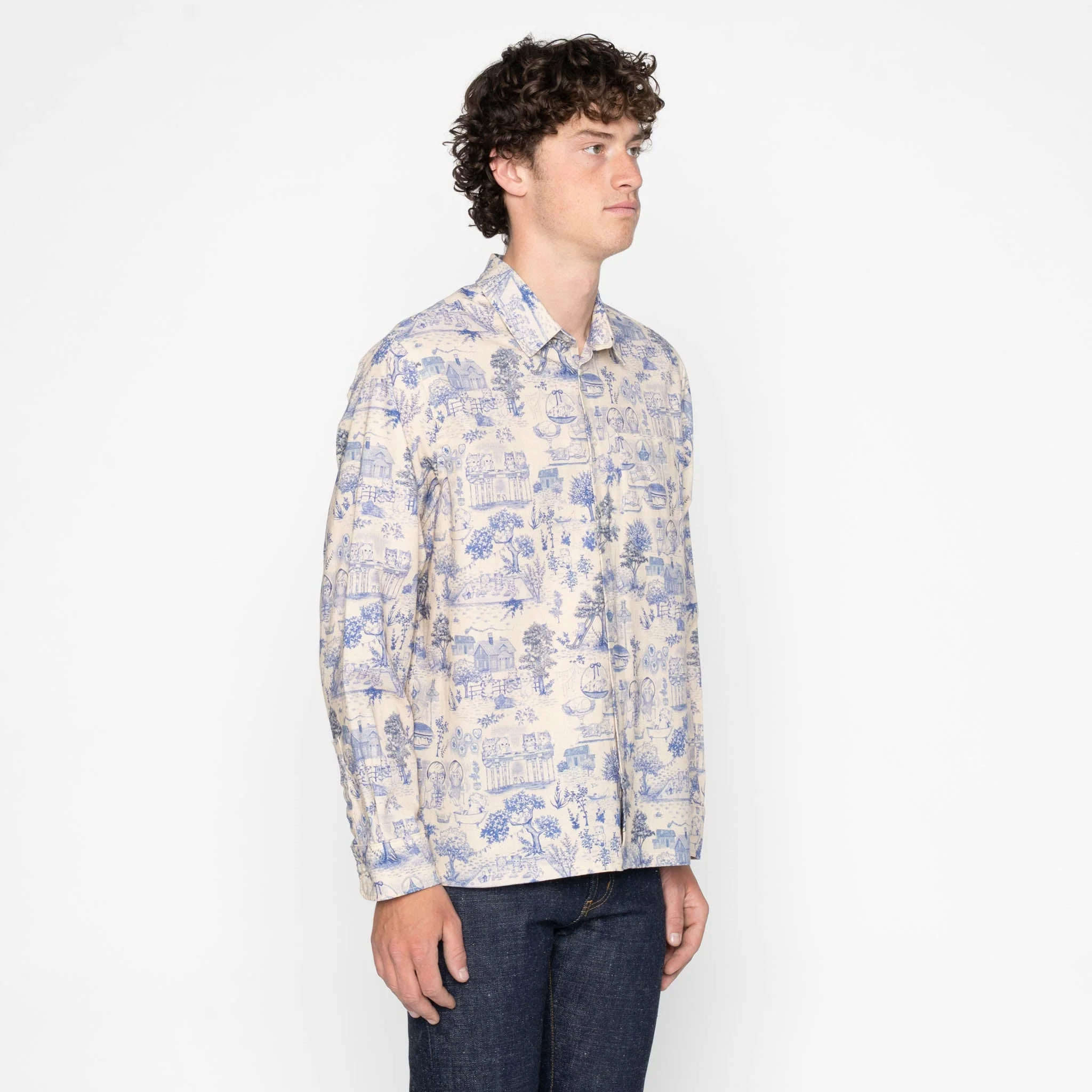 True Shirt - Linen Cats - Blue - Image 3