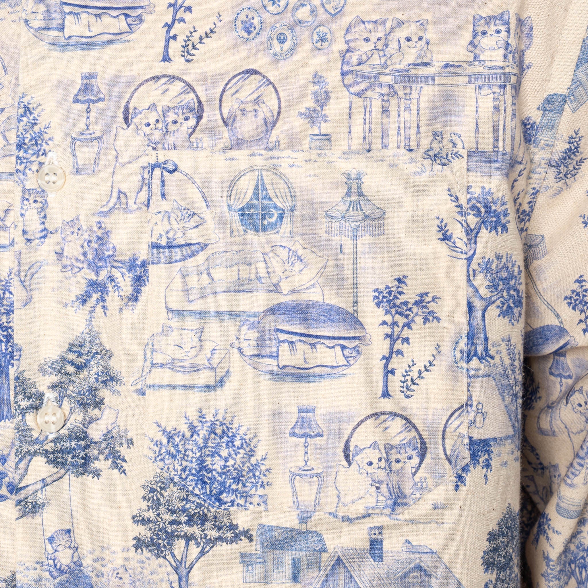 True Shirt - Linen Cats - Blue - Image 5