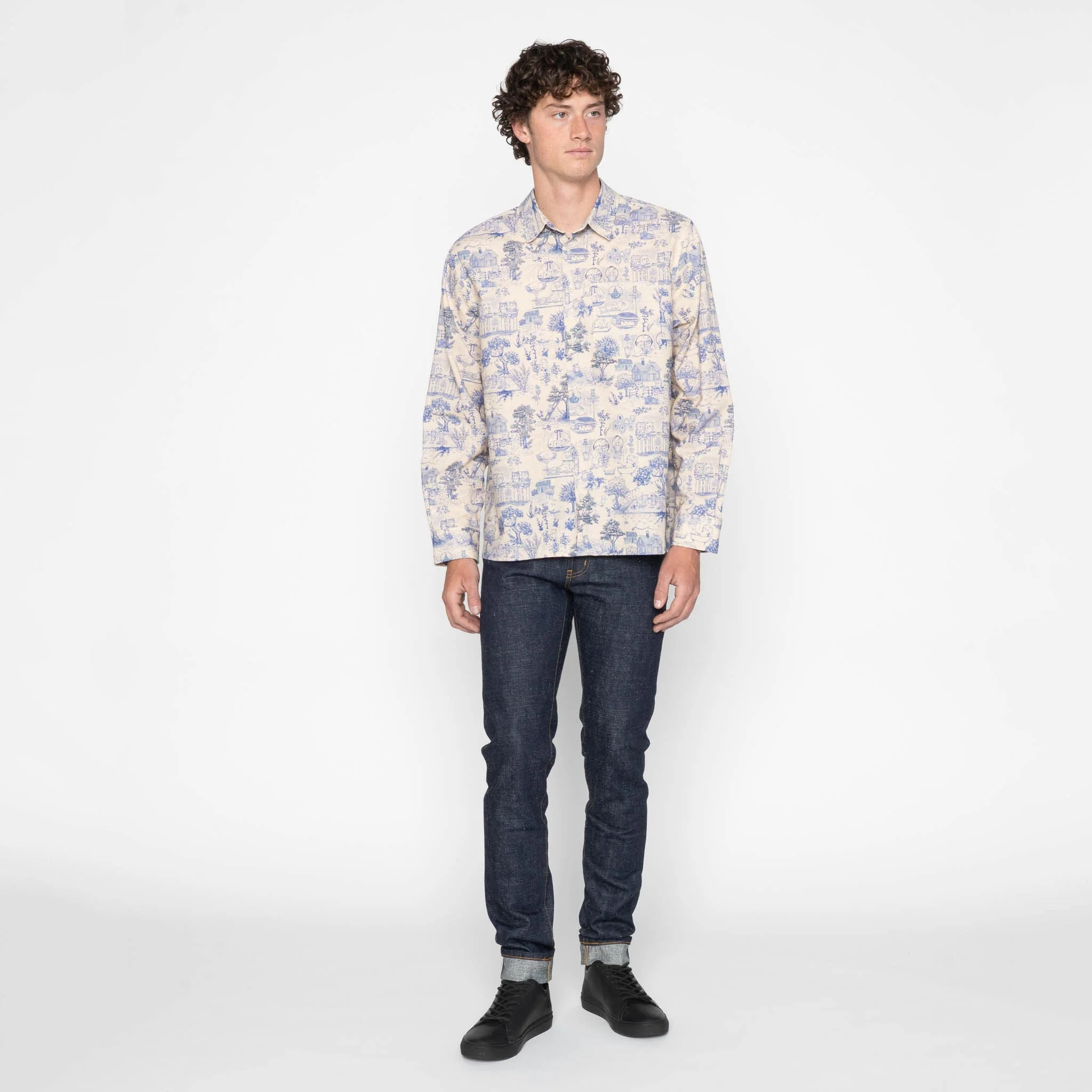 True Shirt - Linen Cats - Blue - Image 7