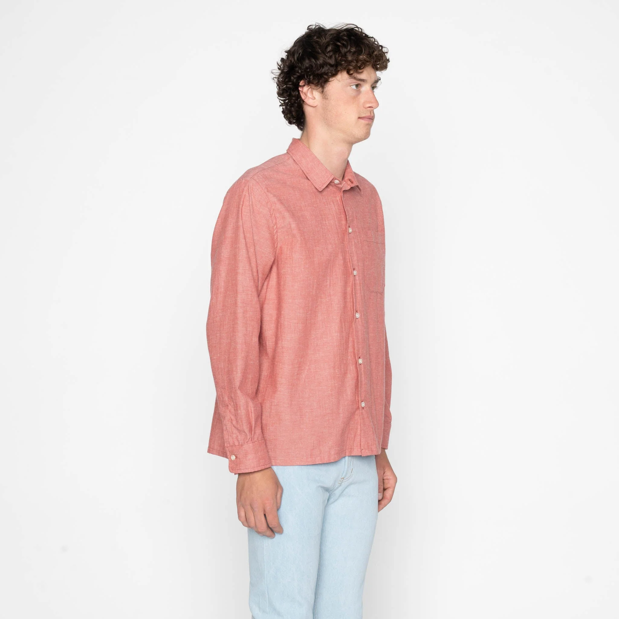 True Shirt - Selvedge Chambray - Red - Image 3