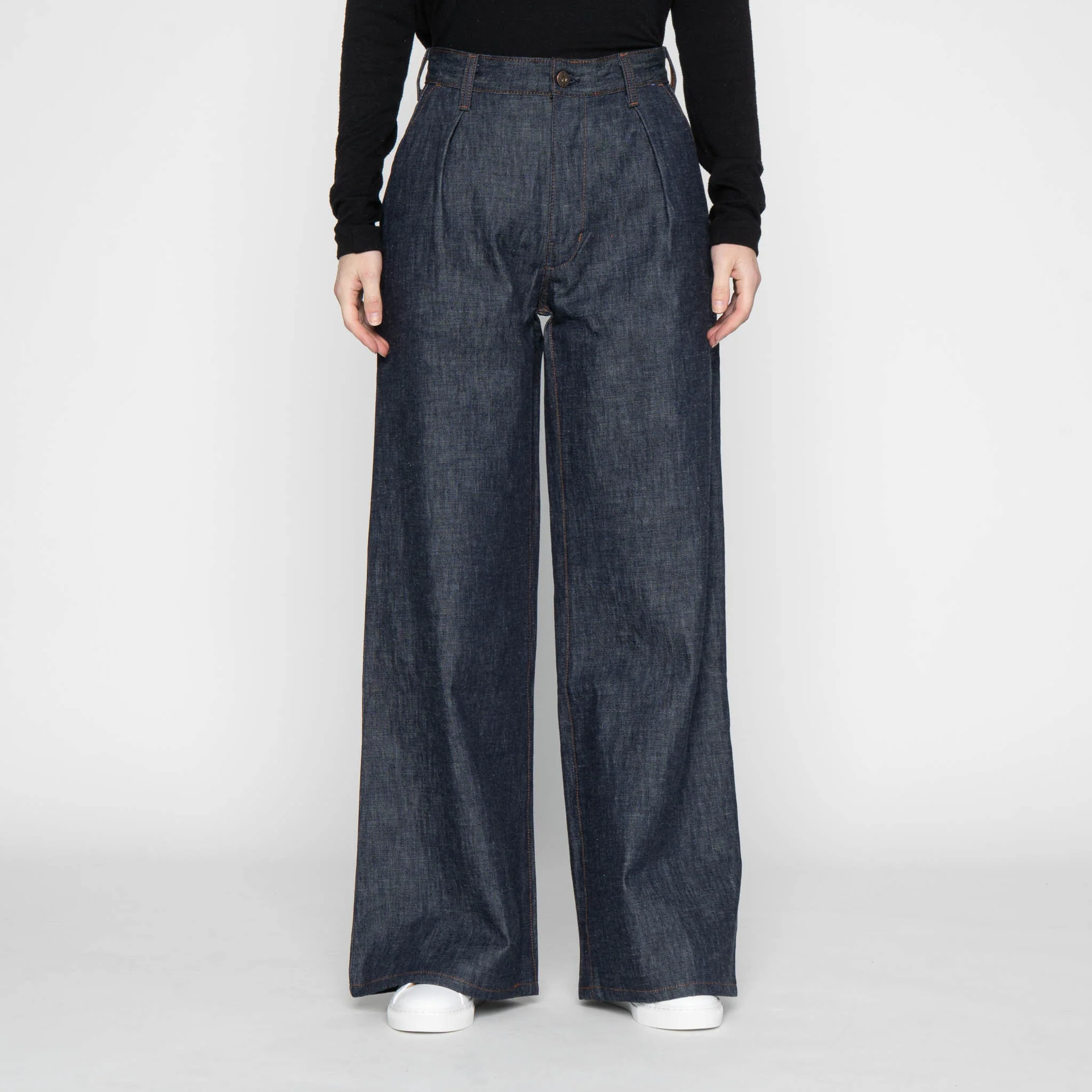 Wide Leg Trouser - 10oz Rinsed Denim - Indigo - Image 2