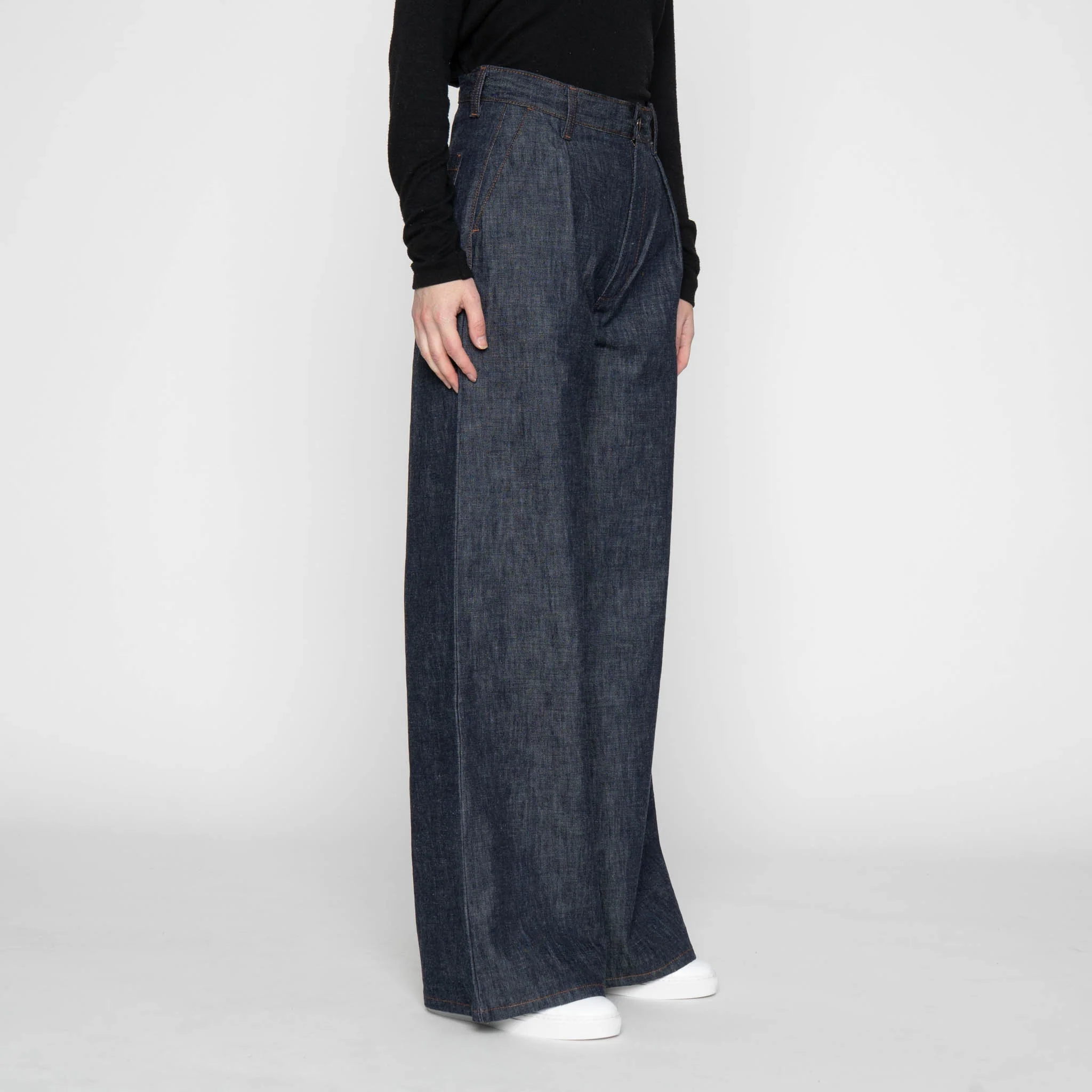 Wide Leg Trouser - 10oz Rinsed Denim - Indigo - Image 3