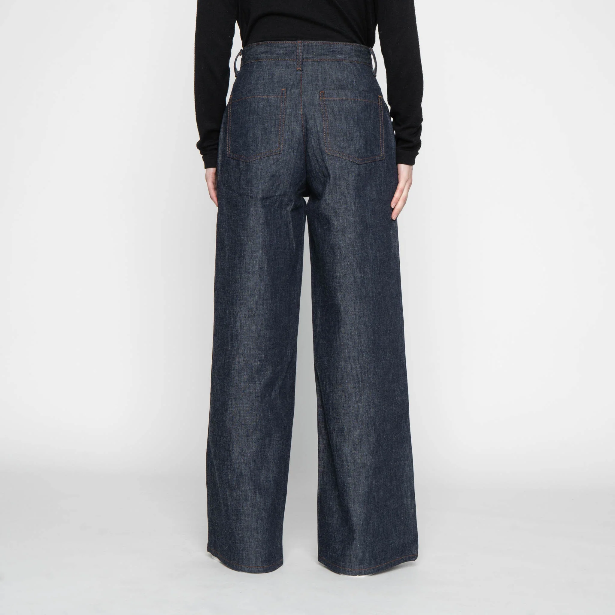 Wide Leg Trouser - 10oz Rinsed Denim - Indigo - Image 4