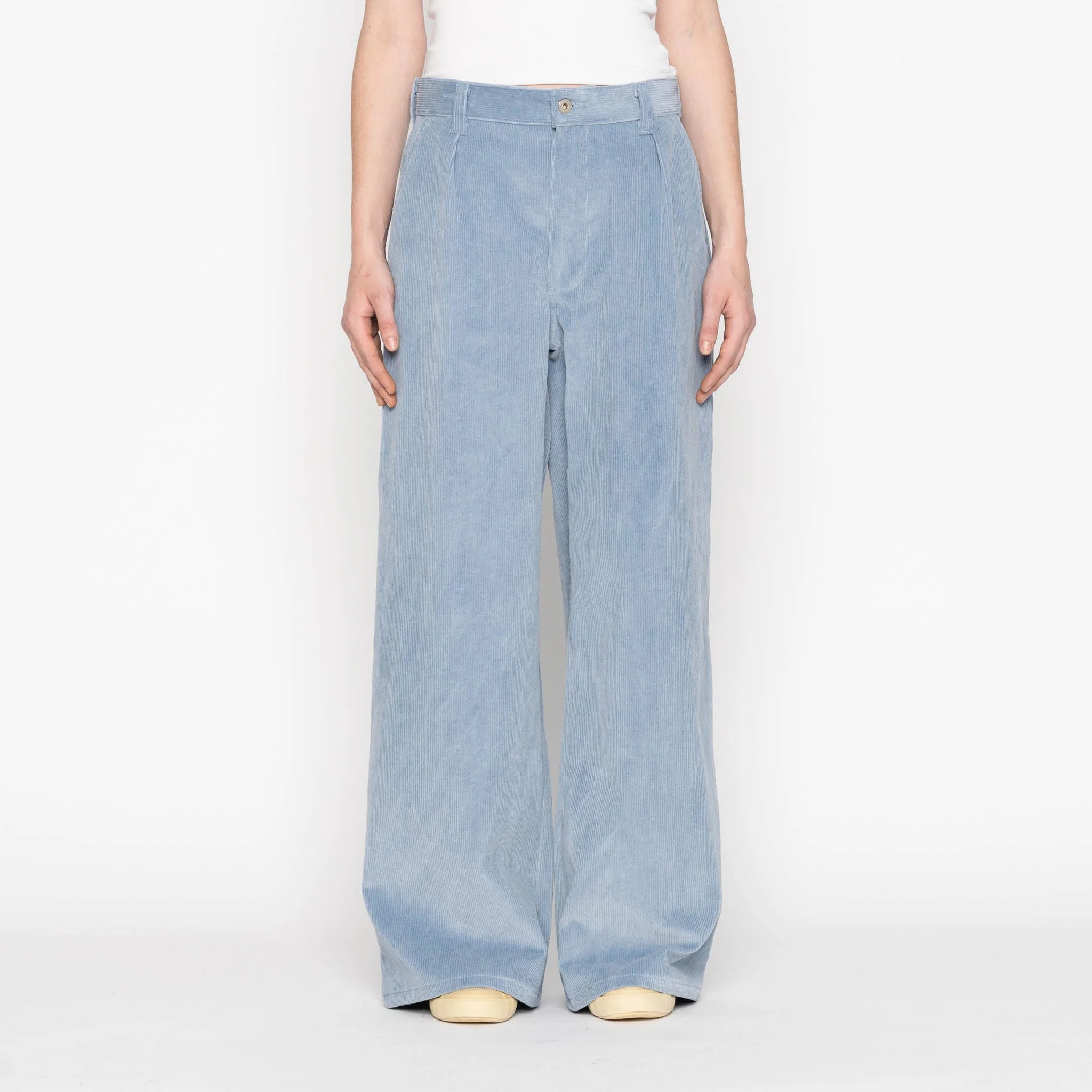 Wide Leg Trouser - Faded Corduroy Organique - Pale Indigo - Image 3