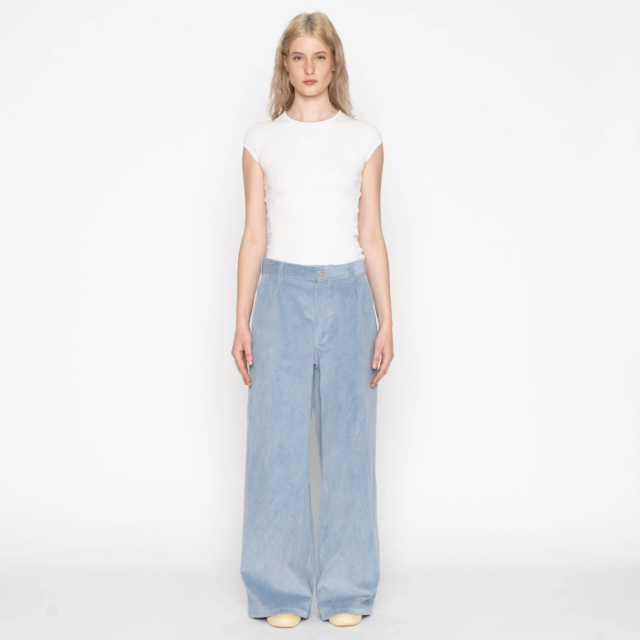 Wide Leg Trouser - Faded Corduroy Organique - Pale Indigo - Image 8