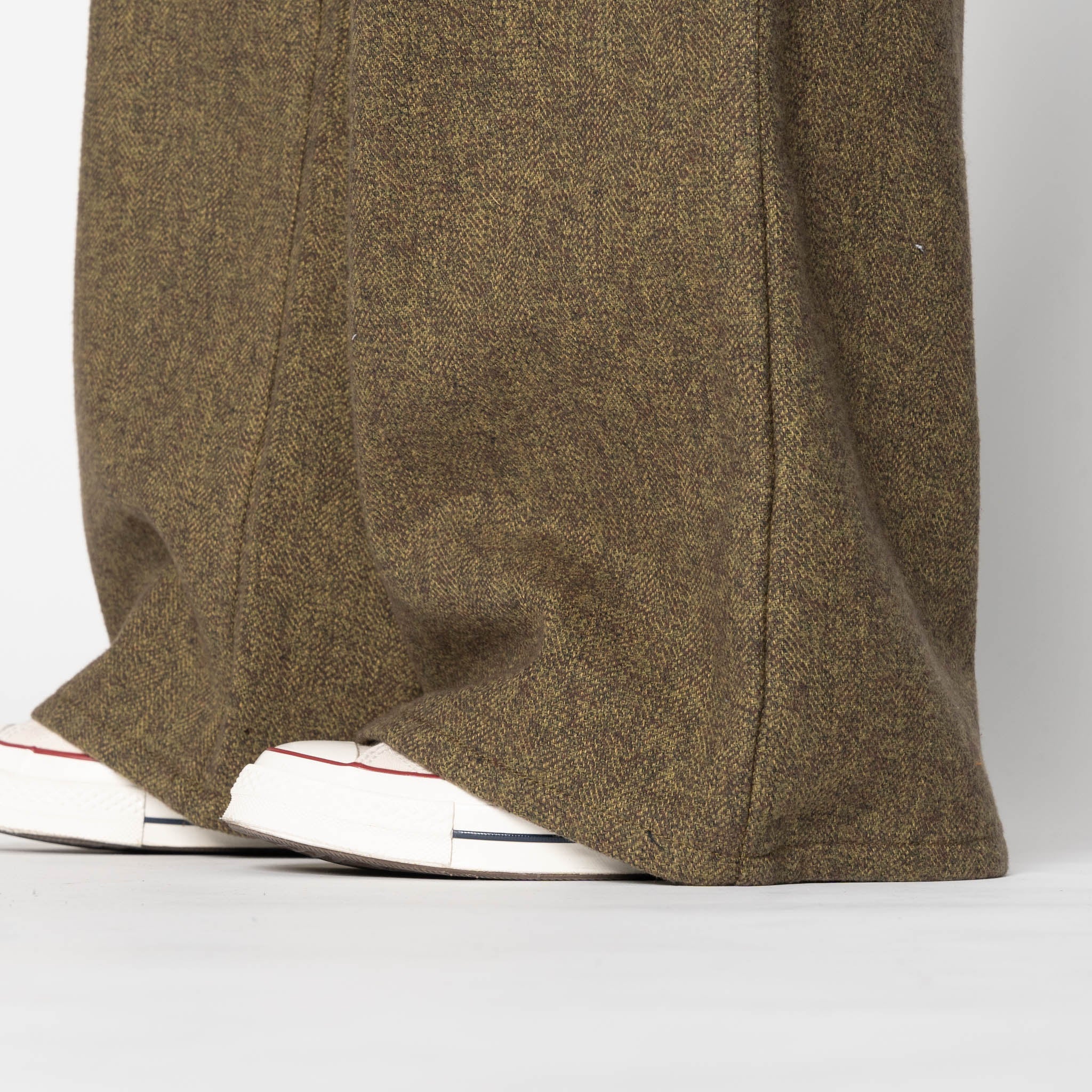 Wide Leg Trouser - Herringbone Triple Twist - Forest - Image 8