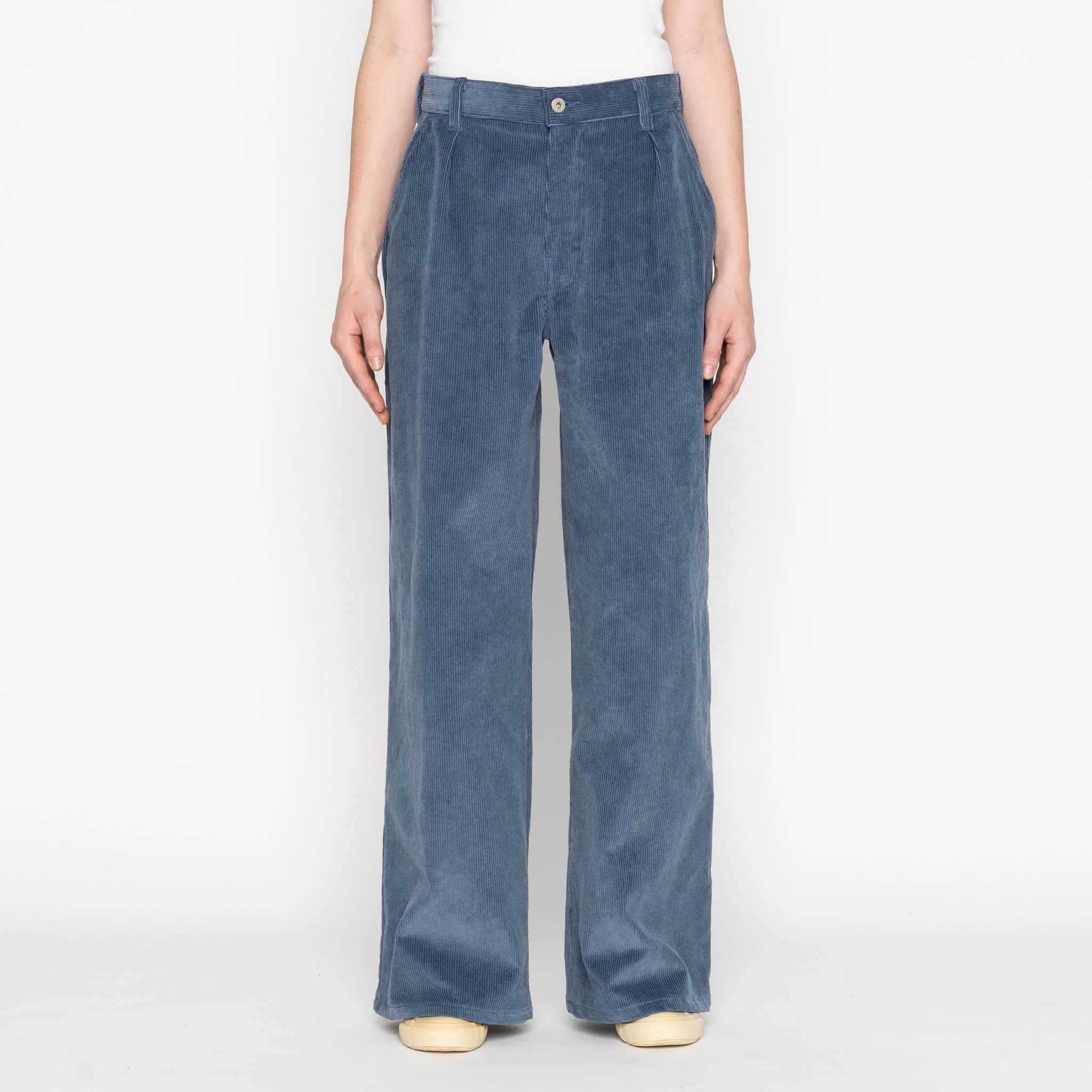 Wide Leg Trouser  - Organic Faded Corduroy - Indigo - Image 3