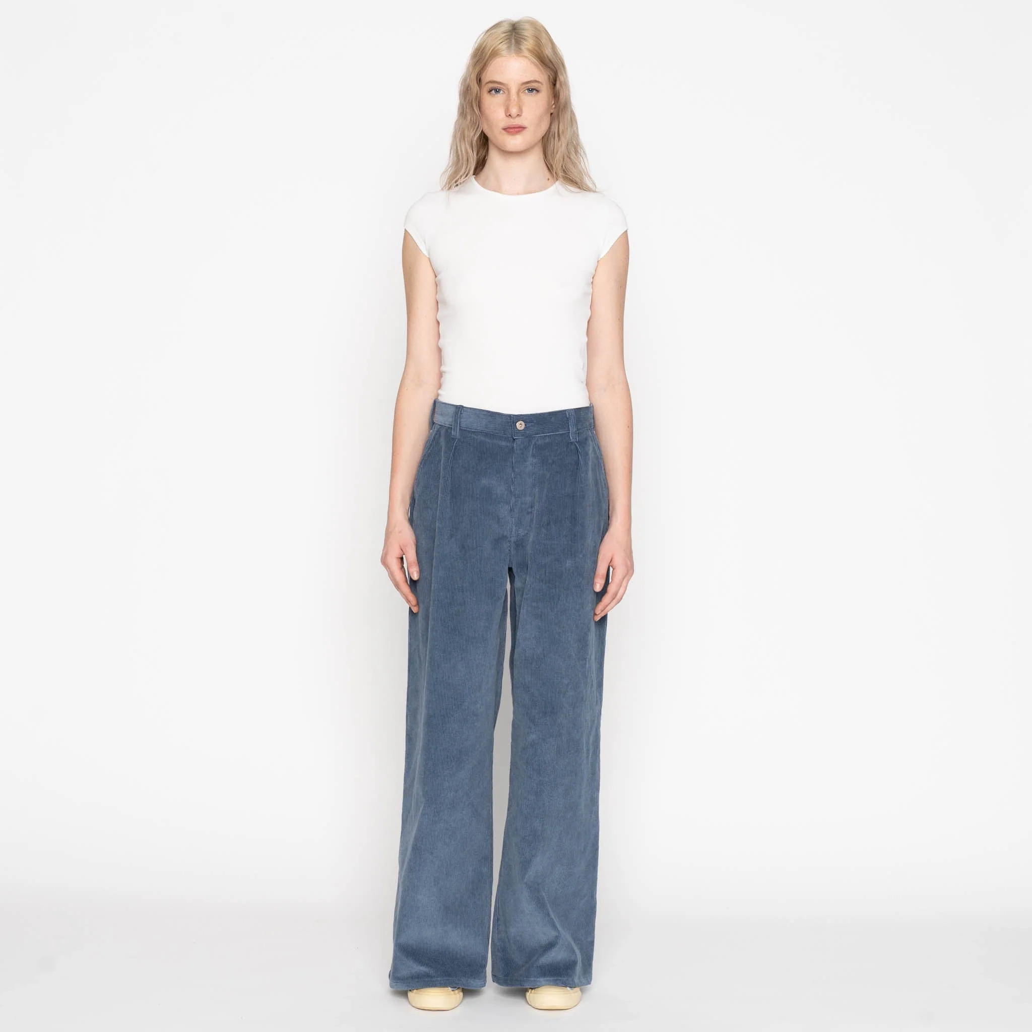 Wide Leg Trouser  - Organic Faded Corduroy - Indigo - Image 7