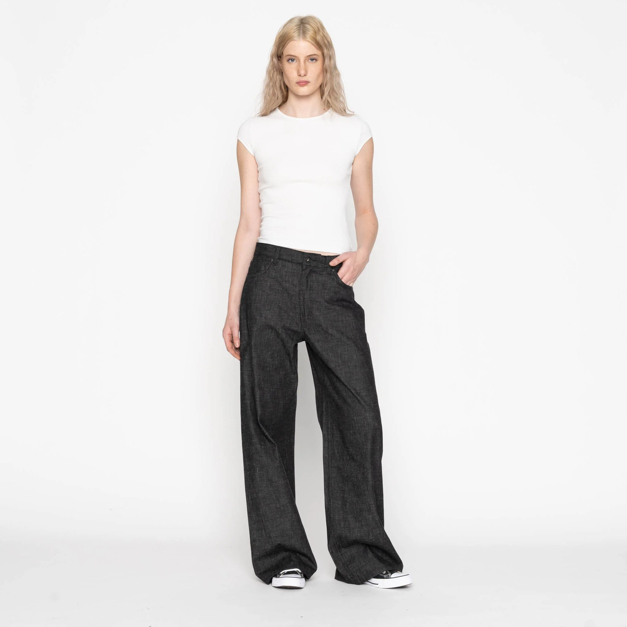 Wide Wild West  - Black Lightweight Denim - Black - Image 7