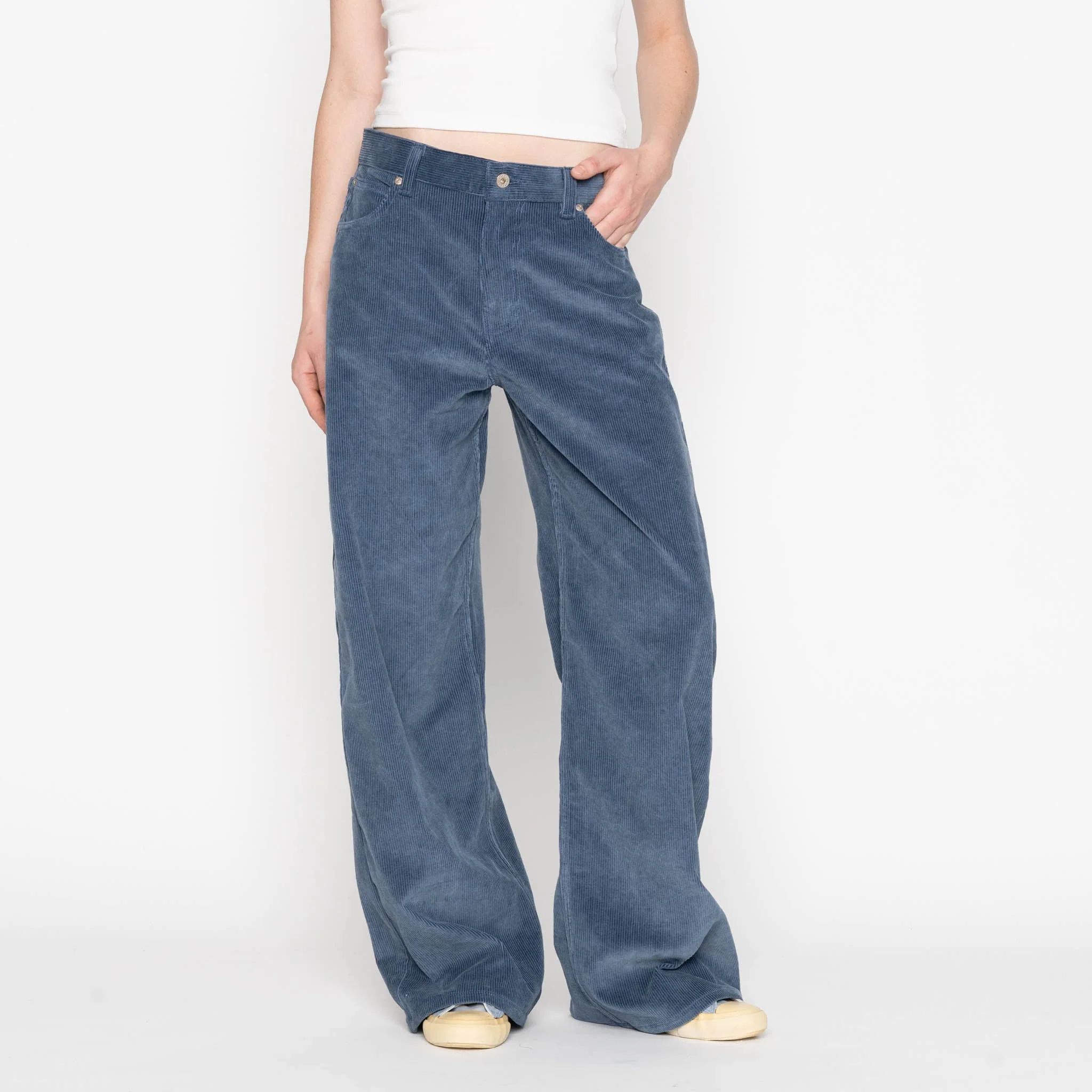 Wide Wild West  - Organic Faded Corduroy - Indigo - Image 3