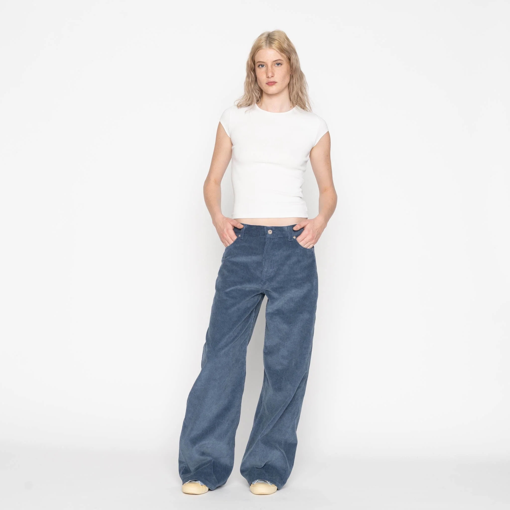 Wide Wild West  - Organic Faded Corduroy - Indigo - Image 7